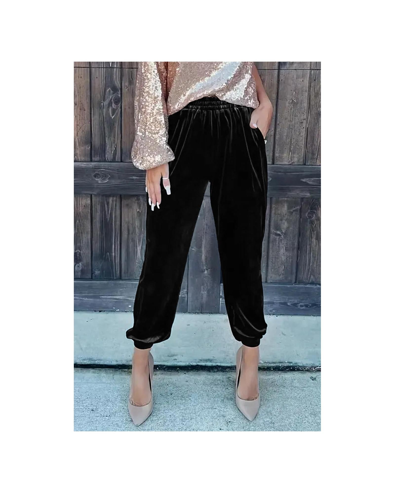 Azura Exchange Luxurious Velvet Jogger Pants - XL