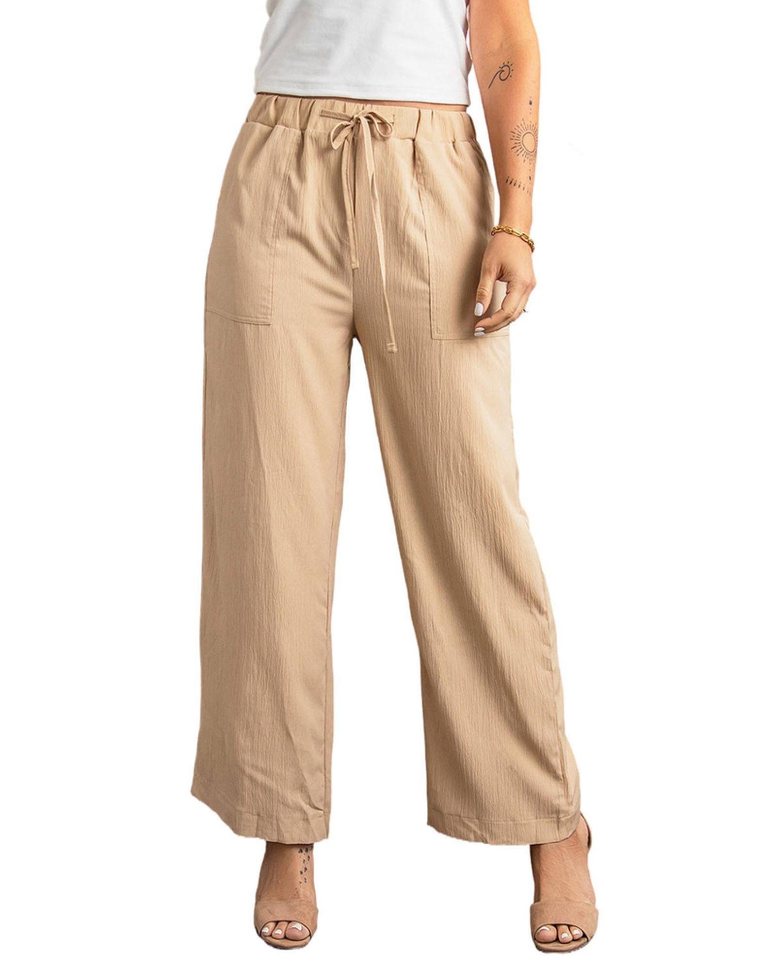 Azura Exchange Drawstring Waist Crinkled Wide Leg Pants - XL