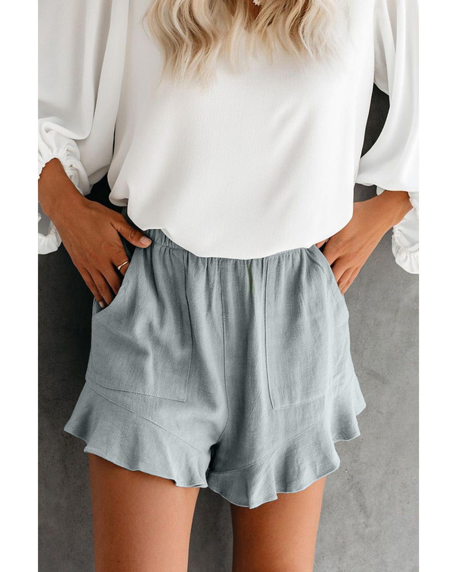 Azura Exchange High Waist Ruffle Shorts with Pockets - S