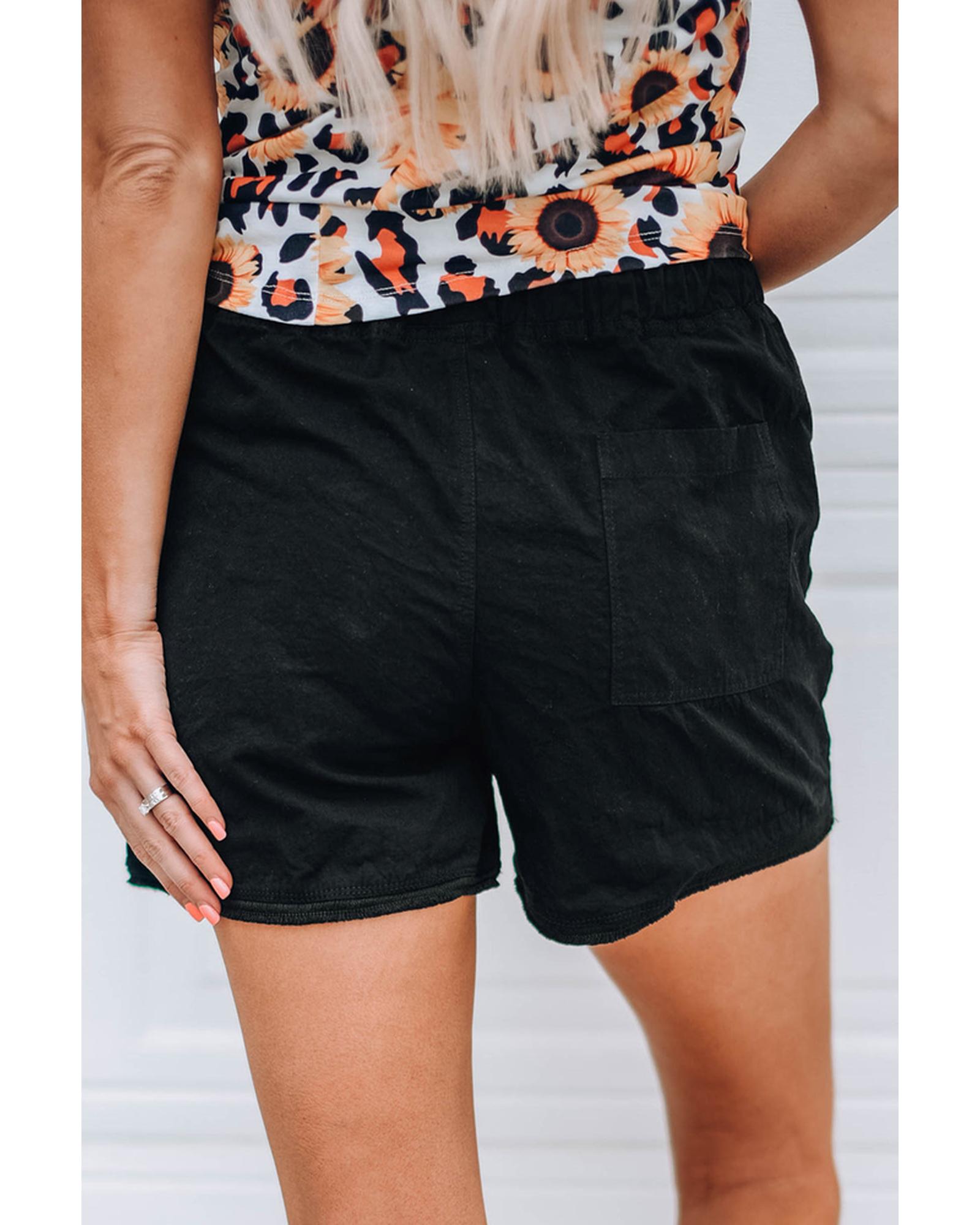 Azura Exchange Drawstring Casual Shorts with Raw Hem and Pockets - S