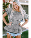 Azura Exchange Tiered Denim Top - L