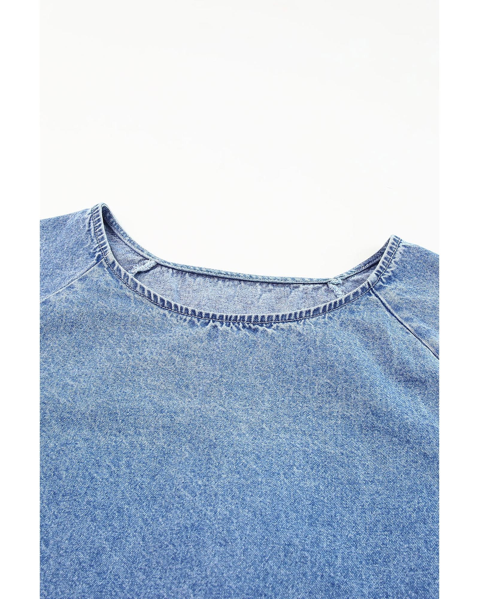 Azura Exchange Raw Edge Denim Top - S