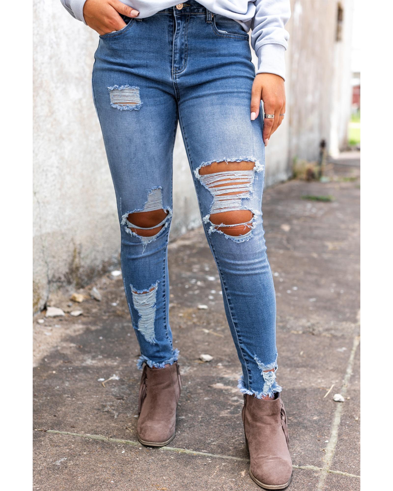 Azura Exchange Distressed Skinny Jeans - M