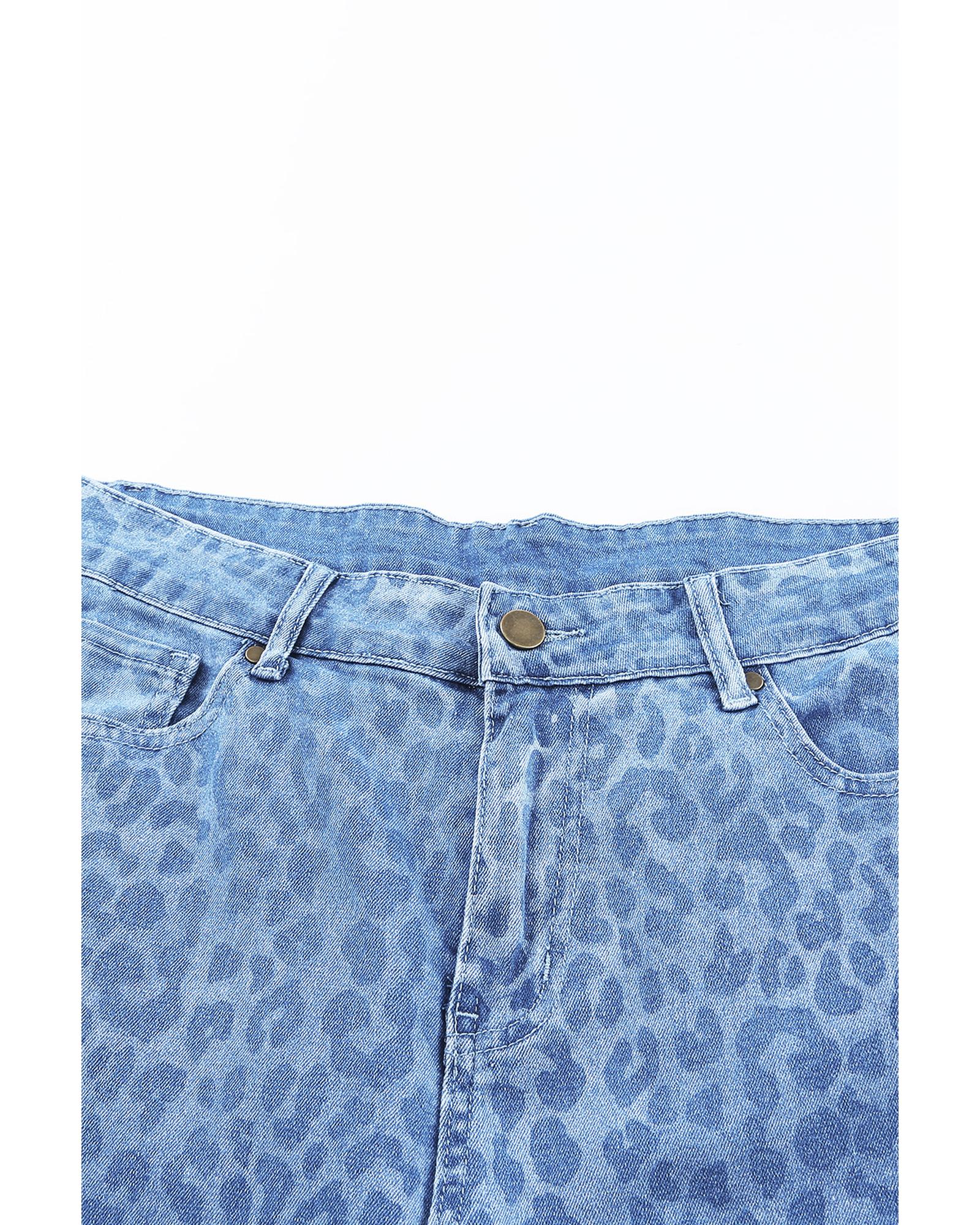 Azura Exchange Leopard Print High Waist Flare Jeans - 10 US