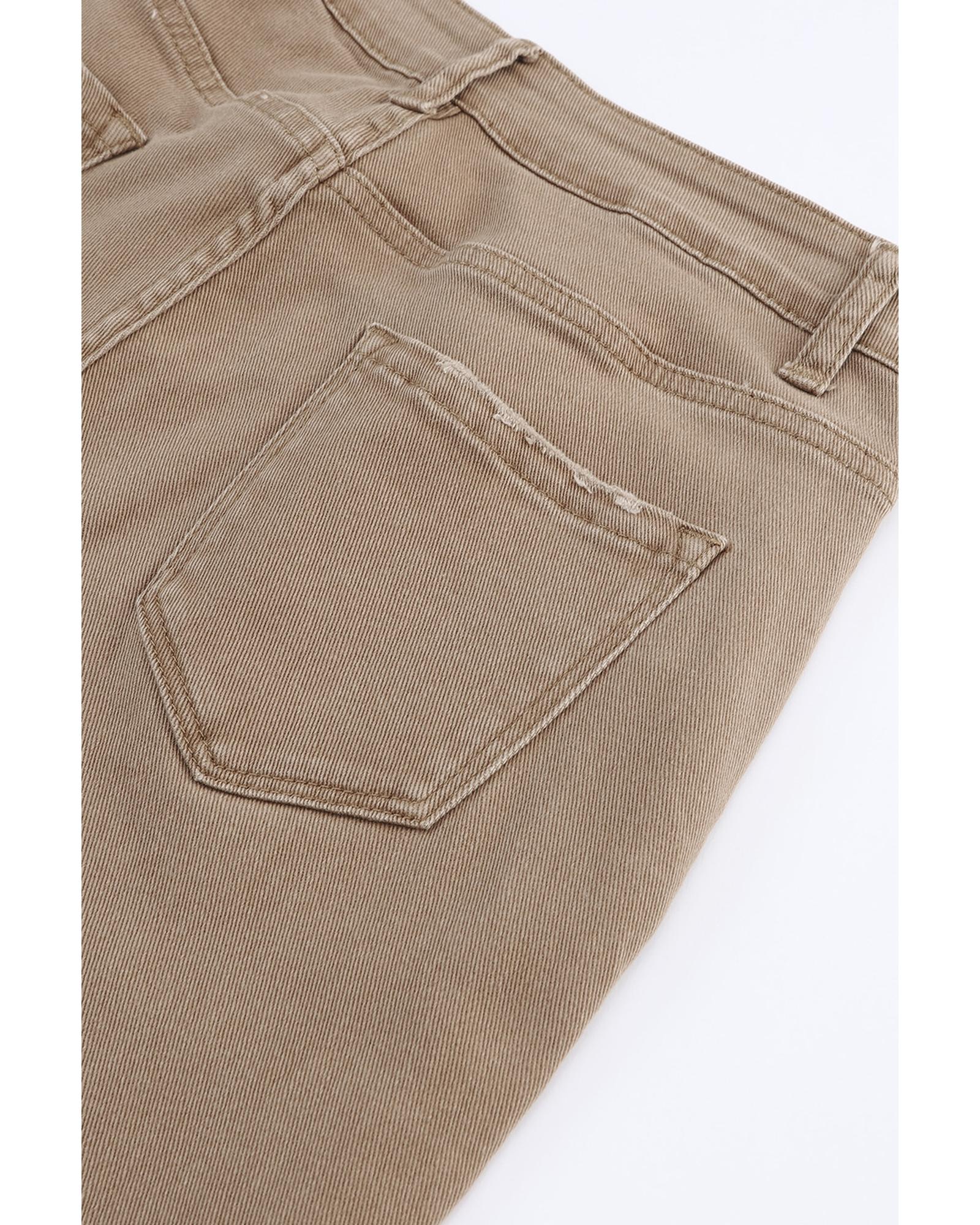 Azura Exchange Khaki High Waist Flare Jeans - 8 US