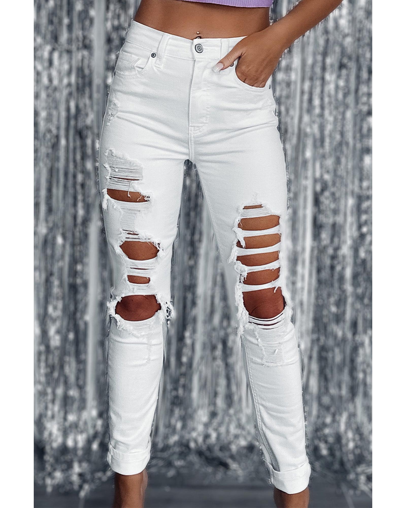 Azura Exchange High Waist Distressed Skinny Jeans - 14 US