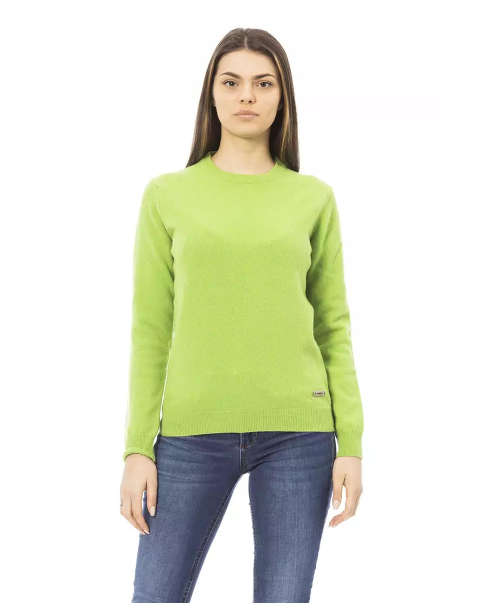 Baldinini Long Sleeve Crewneck Sweater with Monogram Detail M Women