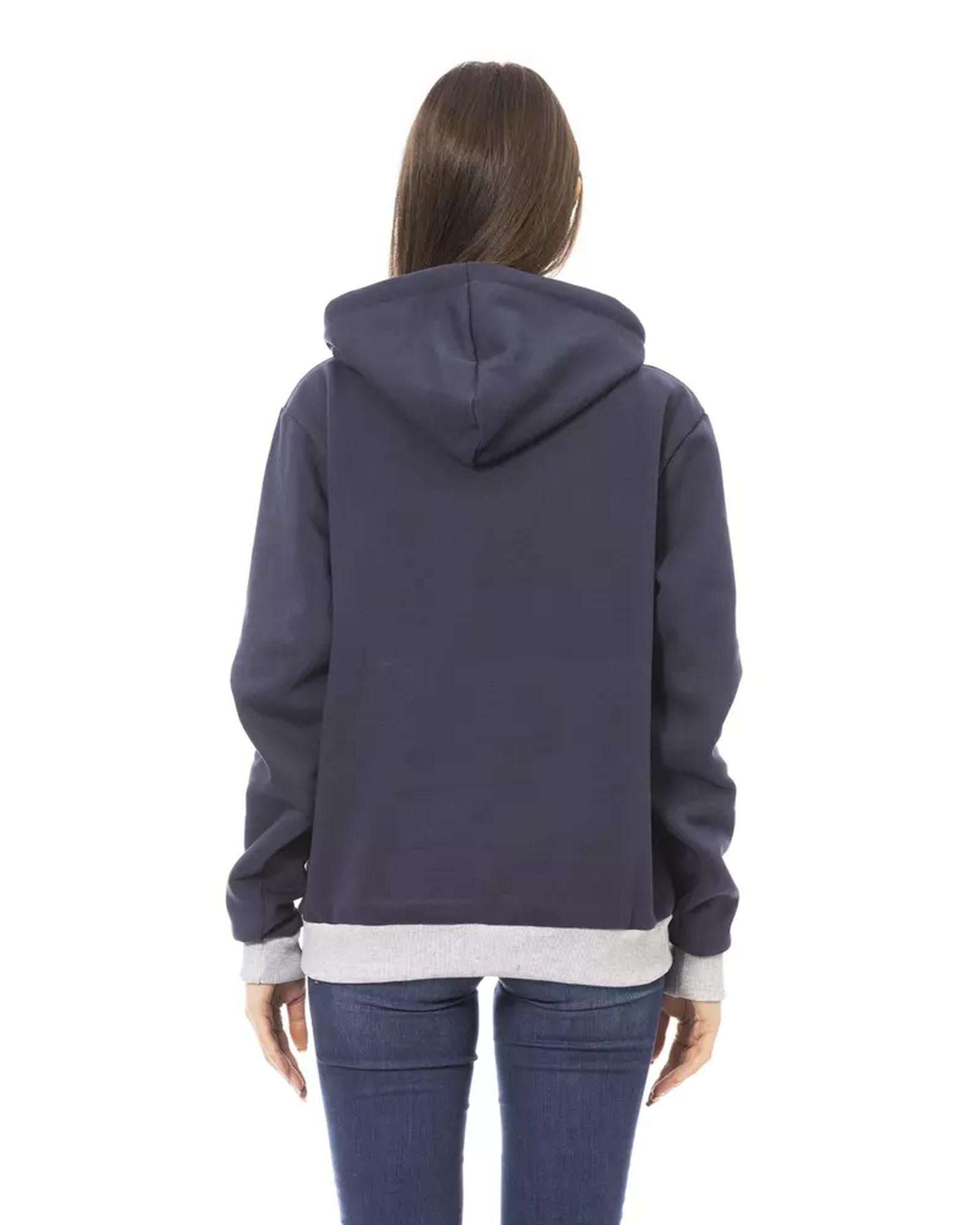 Front Logo Long Sleeve Fleece Hoodie with Maxi Front Pocket S Women