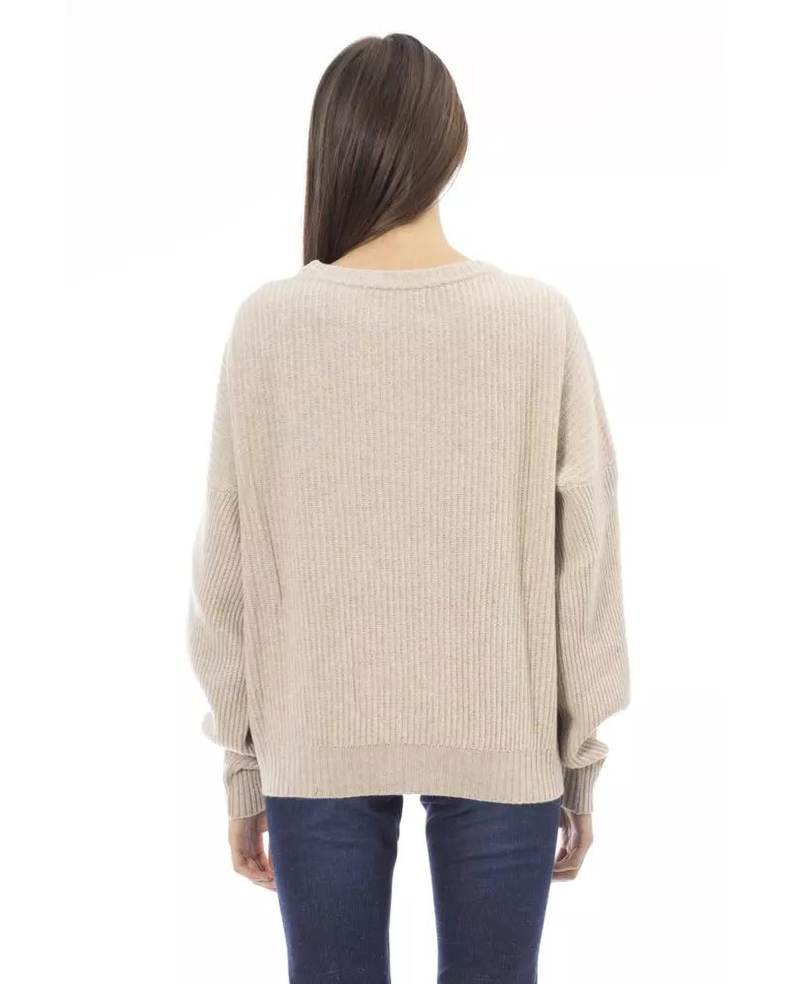 Baldinini Trend Women's Beige Wool Sweater - L