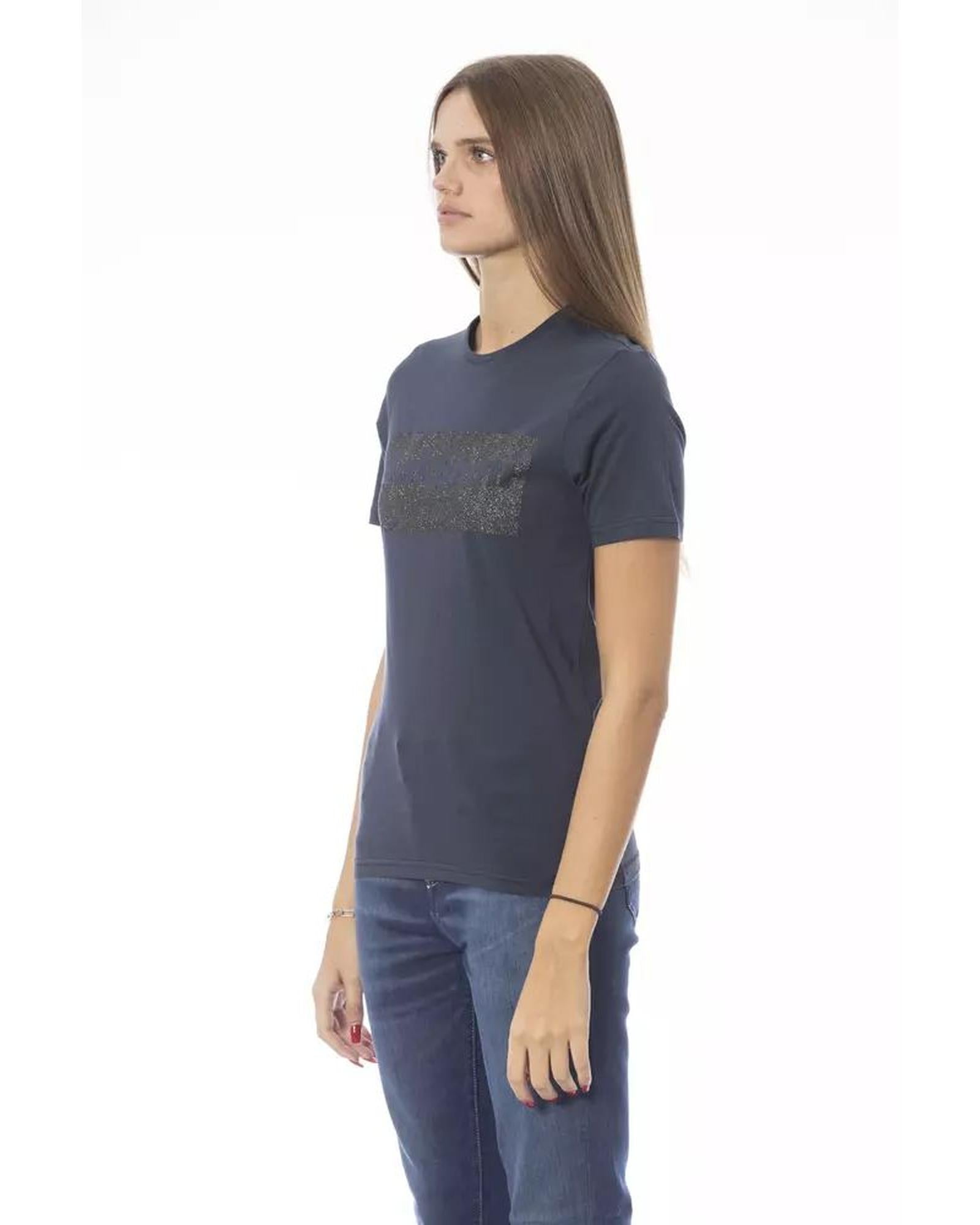 Baldinini Trend Women's Blue Cotton Tops & T-Shirt - L