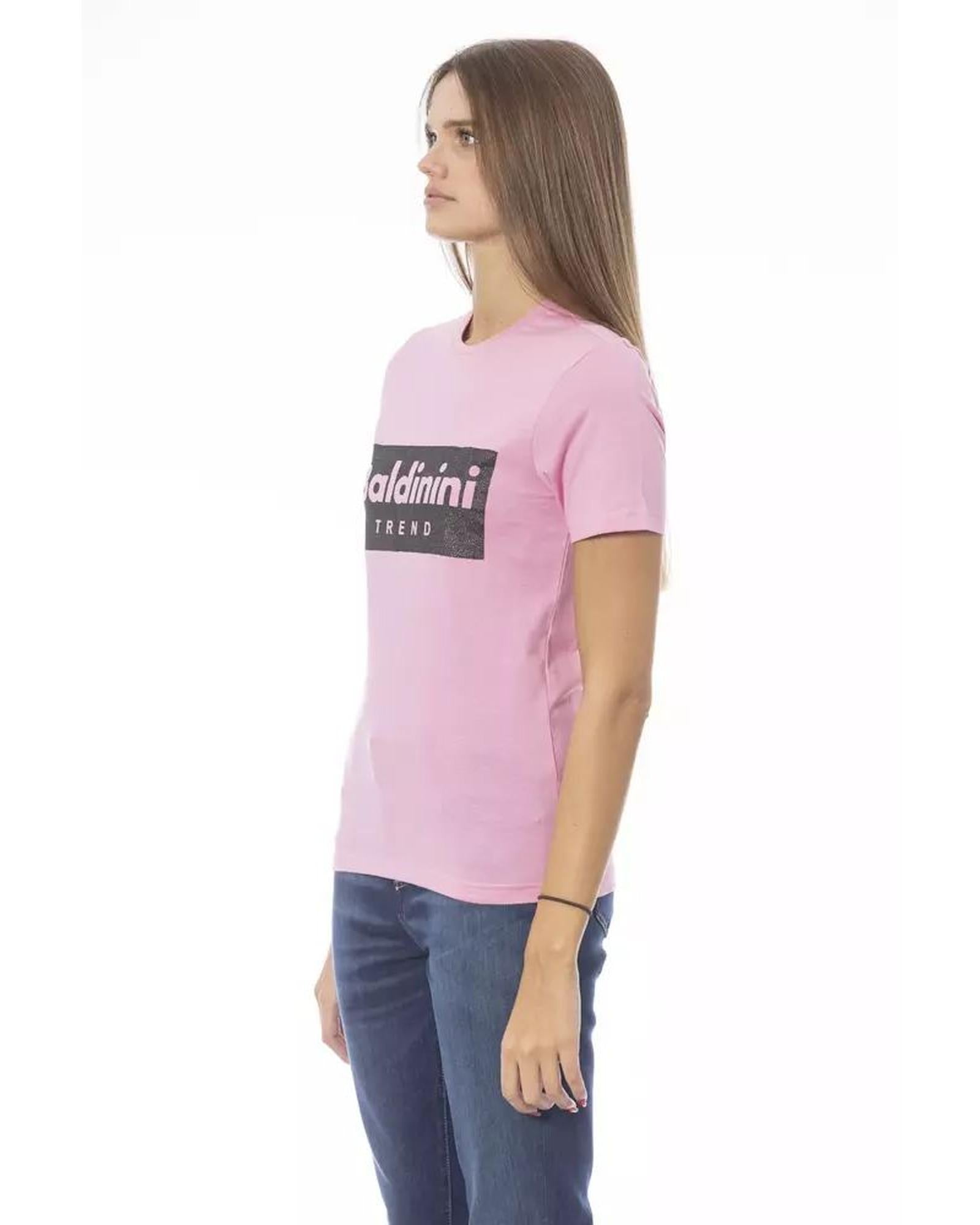 Baldinini Trend Women's Pink Cotton Tops & T-Shirt - M