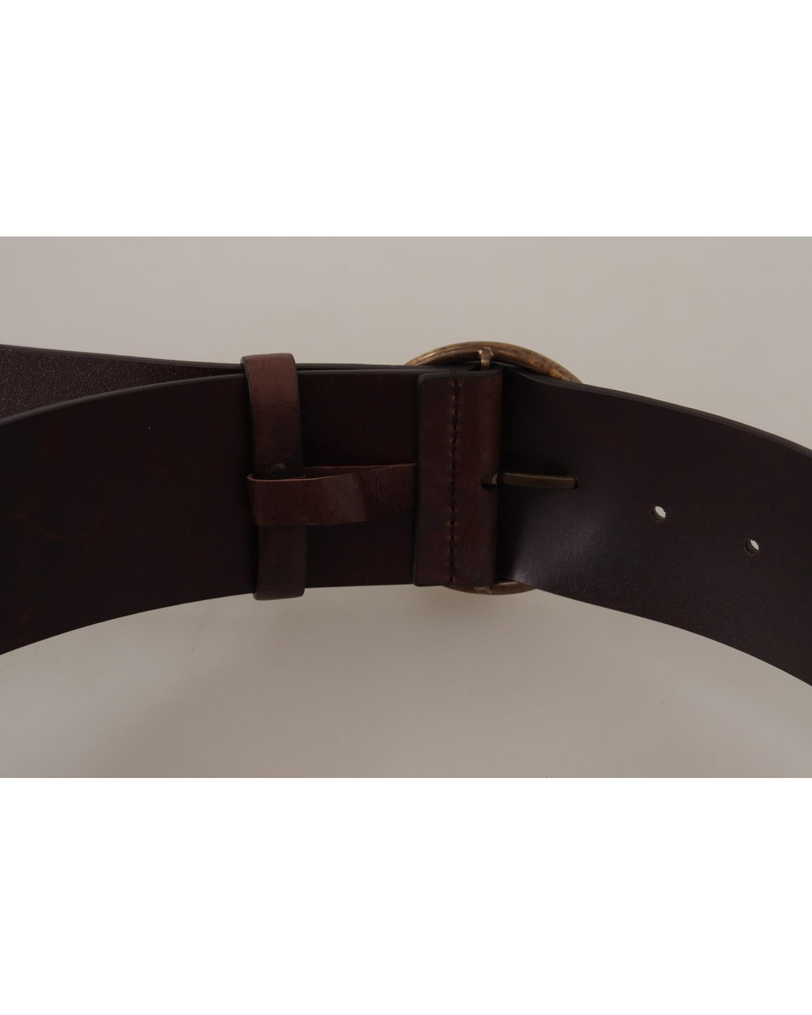 Authentic Dolce & Gabbana Leather Belt with Engraved Logo Buckle 90 cm Women