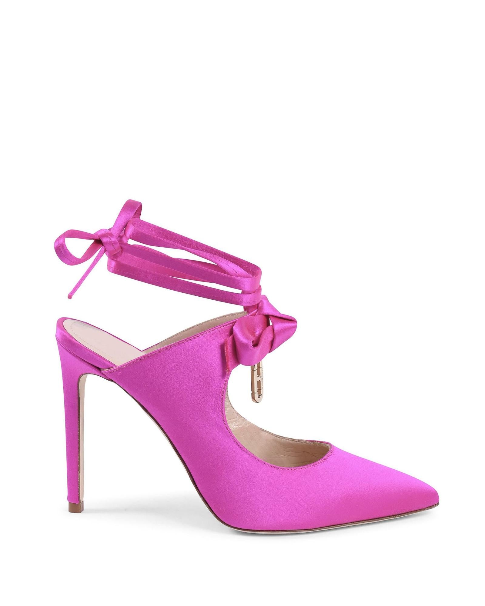 Satin Bow Mule with Stiletto Heel - 39 EU