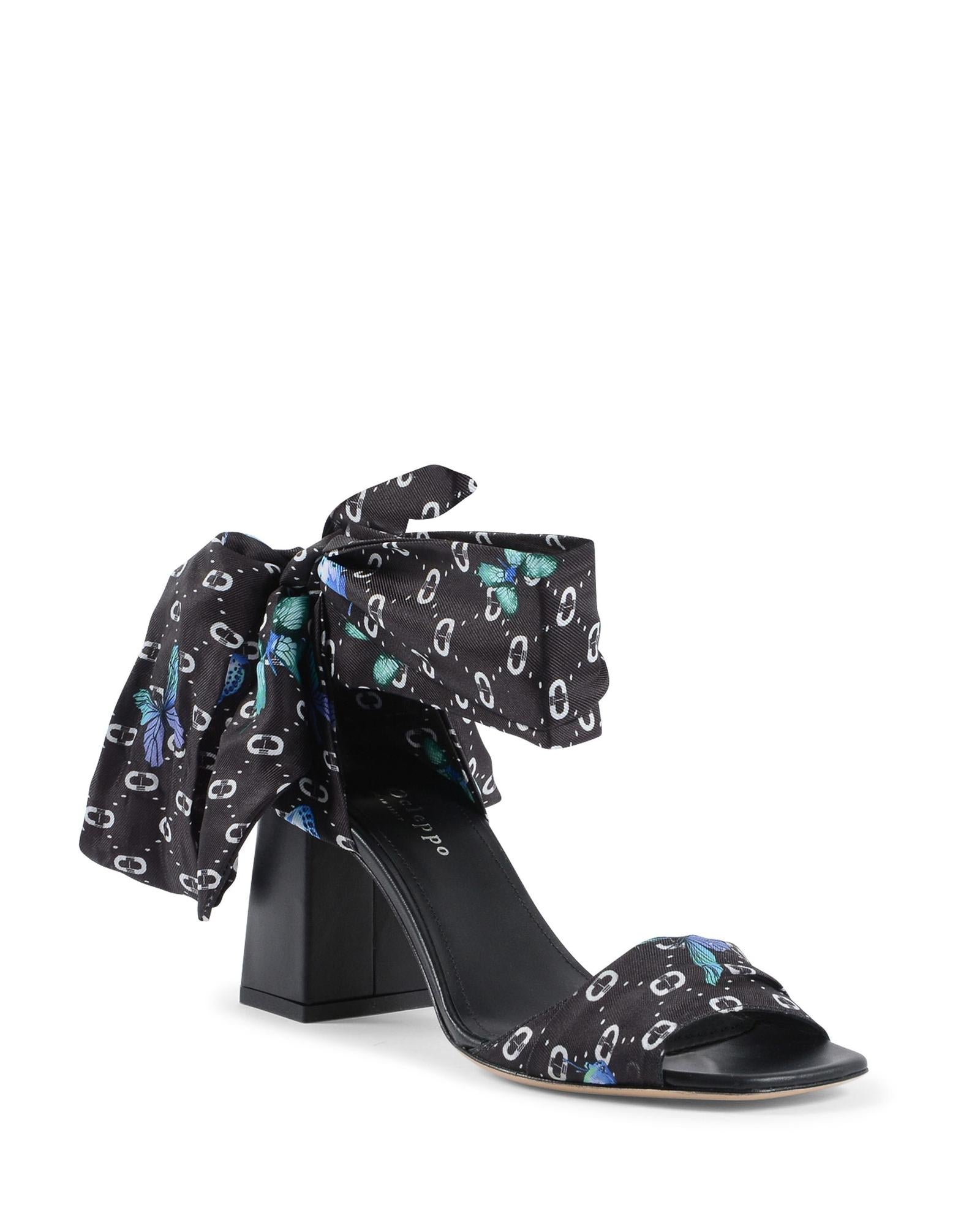 Silk Printed Heeled Sandal - 37 EU