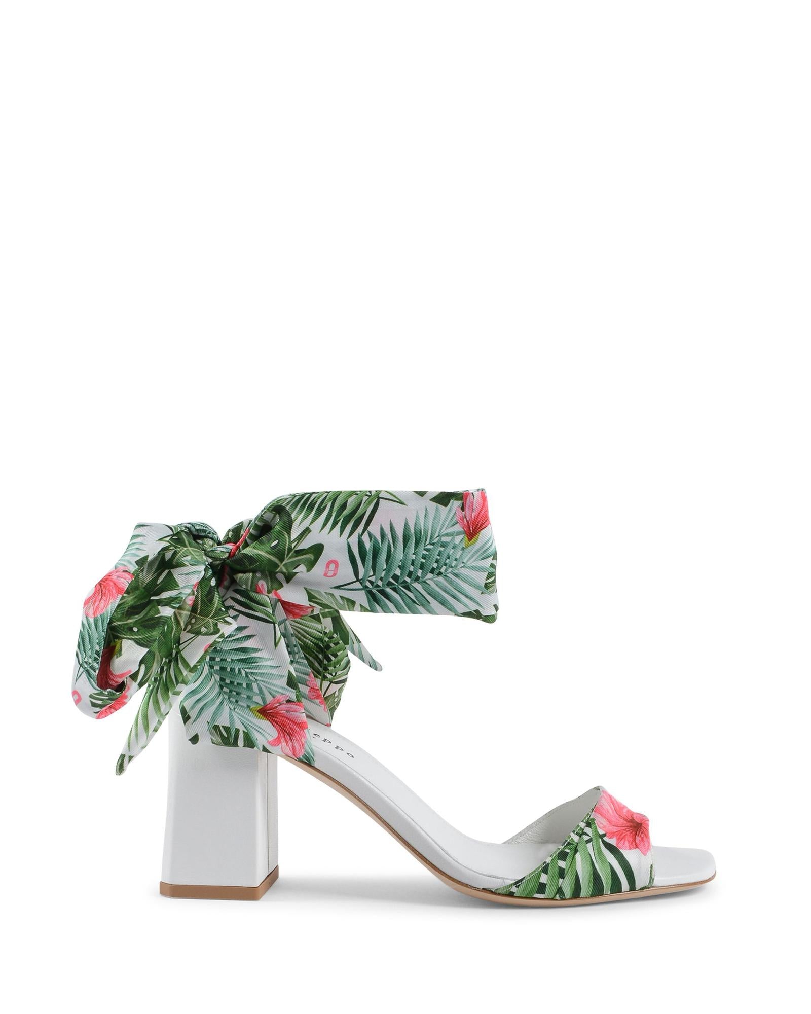 Silk Printed Heeled Sandal - 41 EU