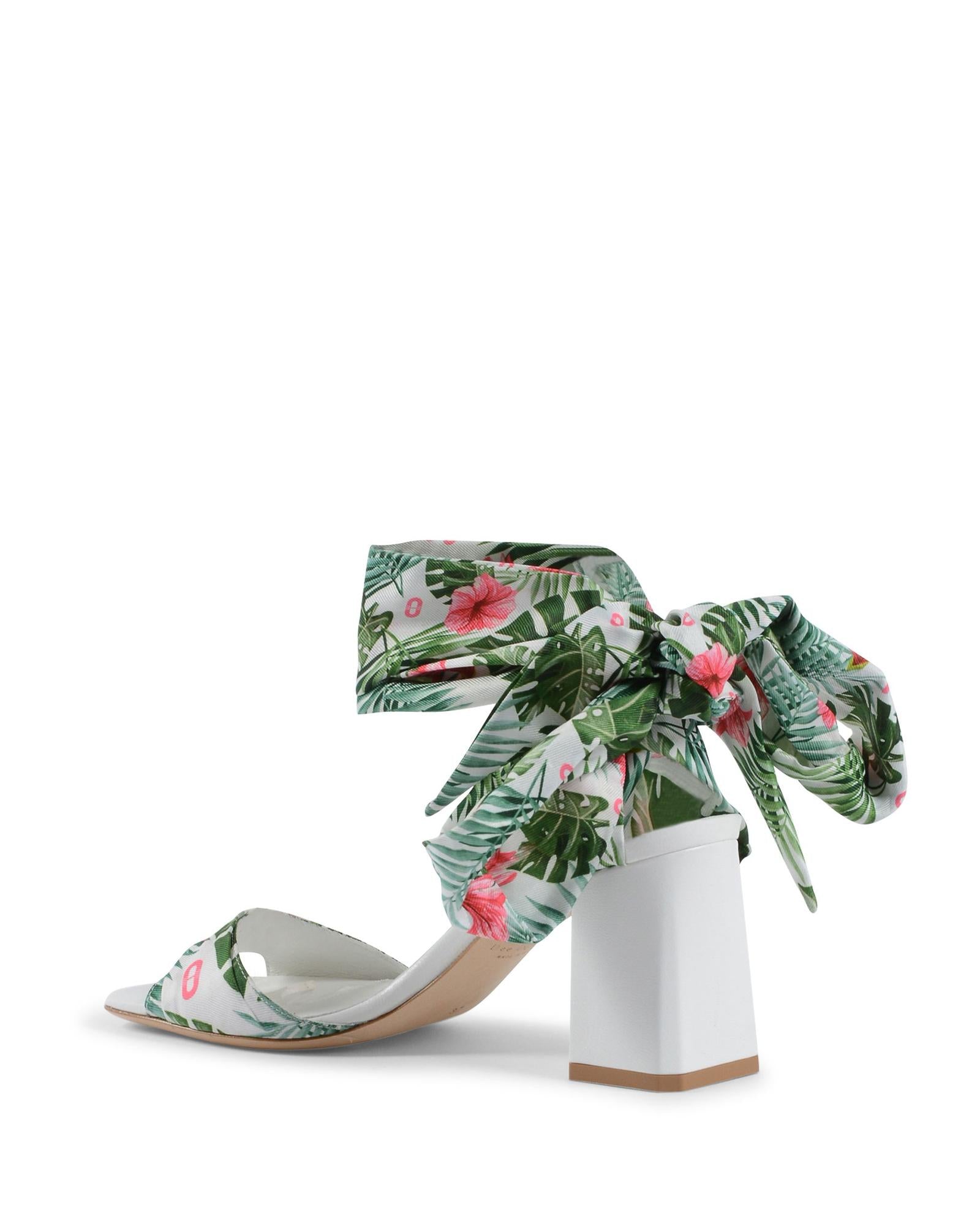 Silk Printed Heeled Sandal - 41 EU