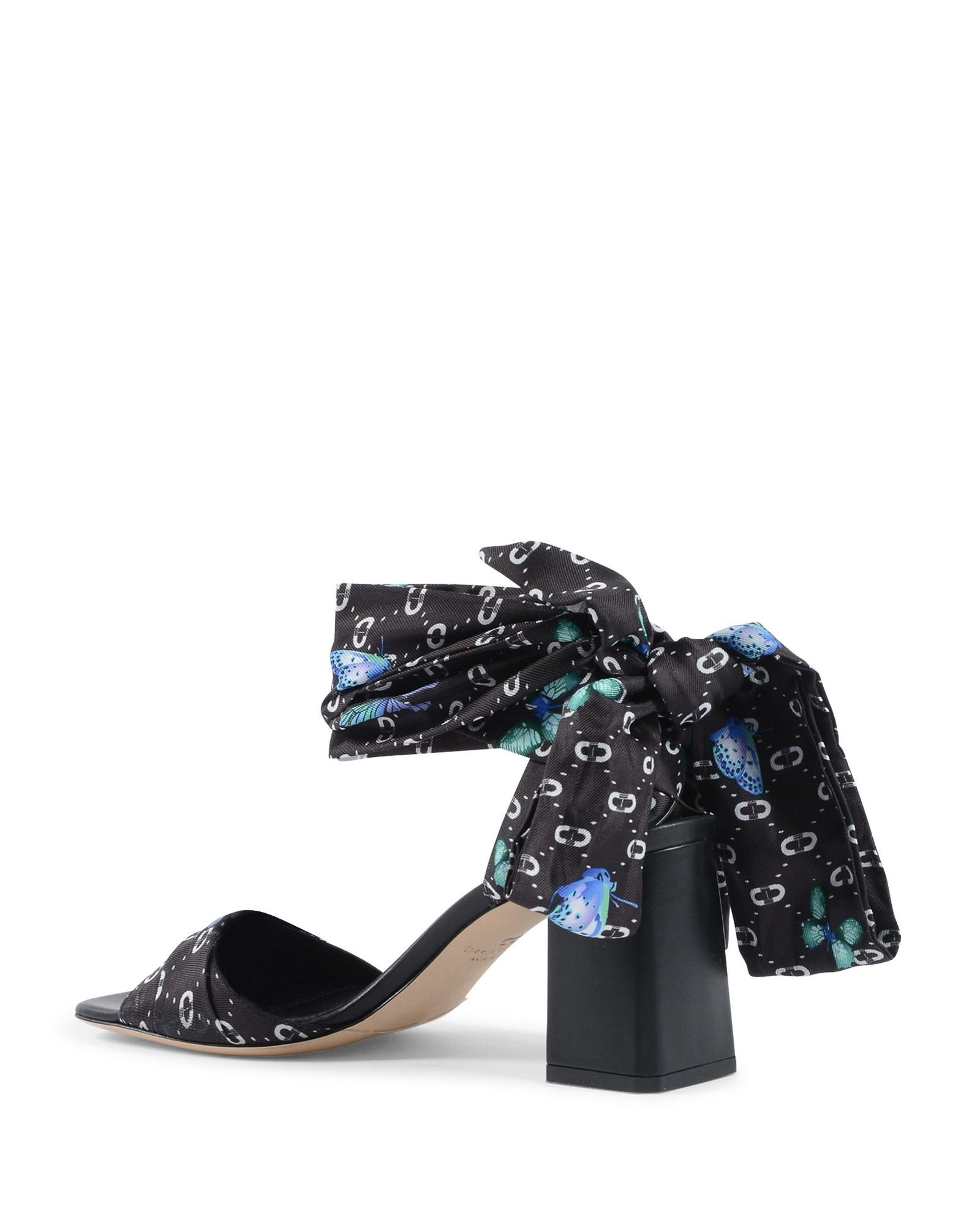 Silk Printed Heeled Sandal - 37.5 EU