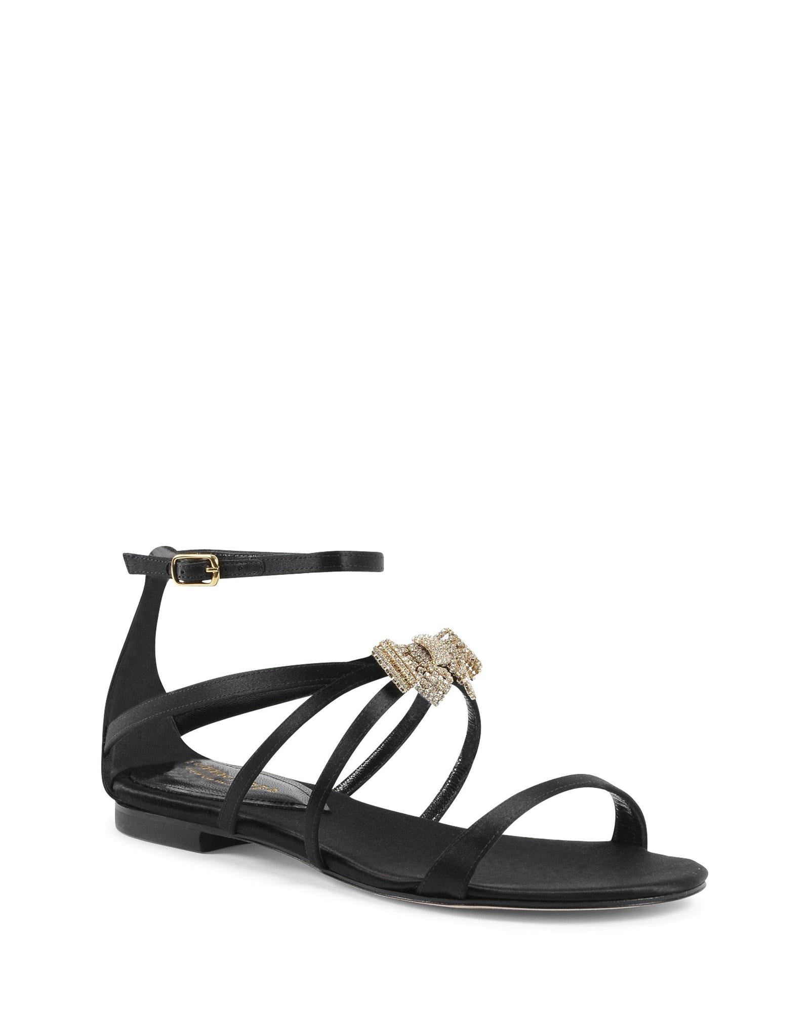 Satin Ankle-Strap Sandal with Swarovski Bow - 38.5 EU