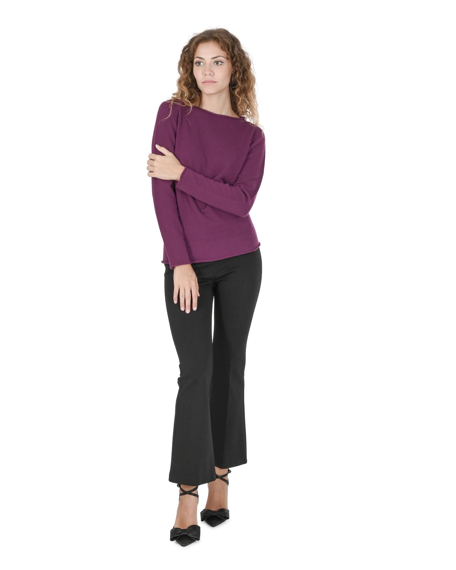 Crown of Edinburgh Cashmere Women's Cashmere Boatneck Sweater in Purple - S