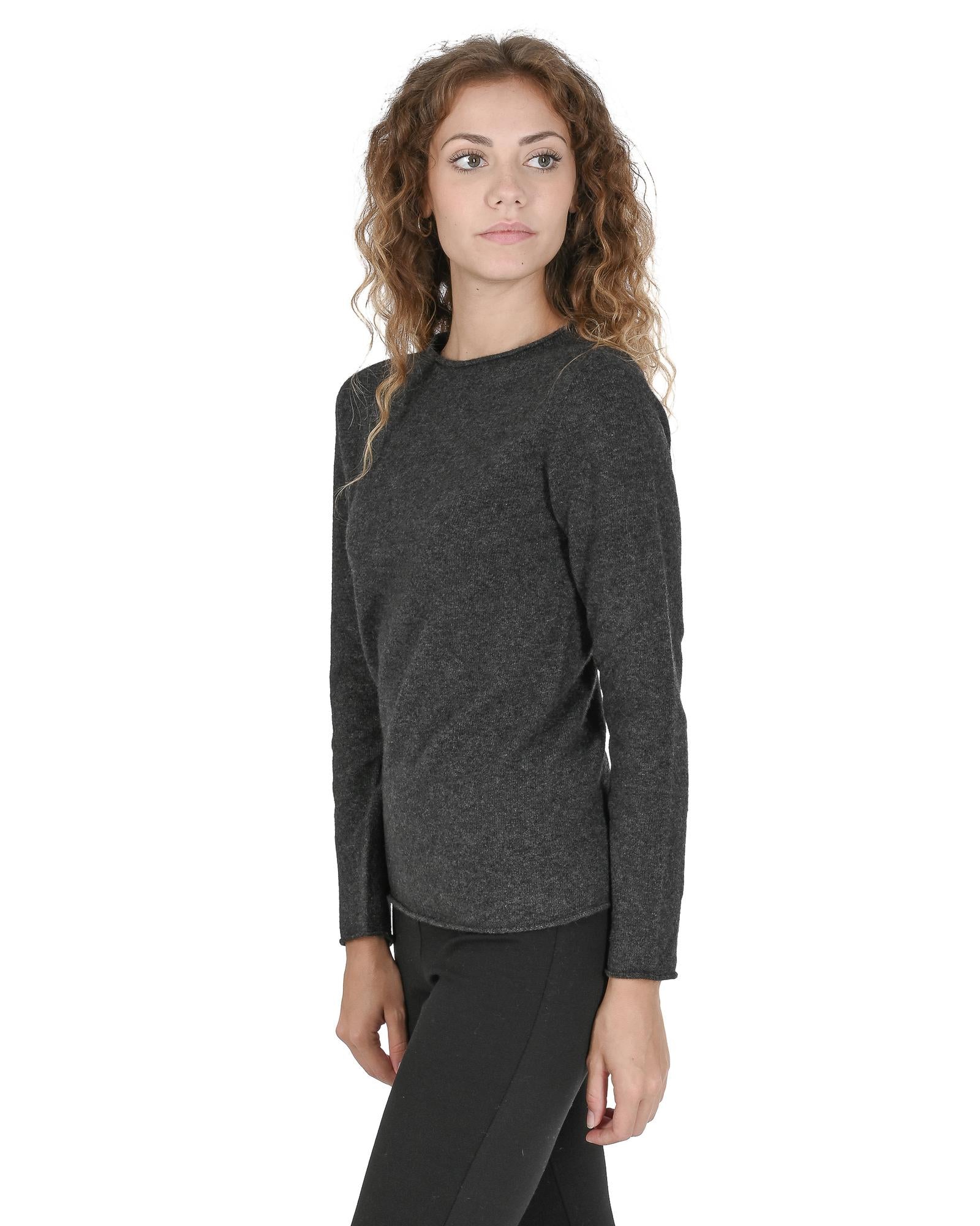 Crown of Edinburgh Cashmere Women's Premium Cashmere Boatneck Sweater in Grigio Ferro - L