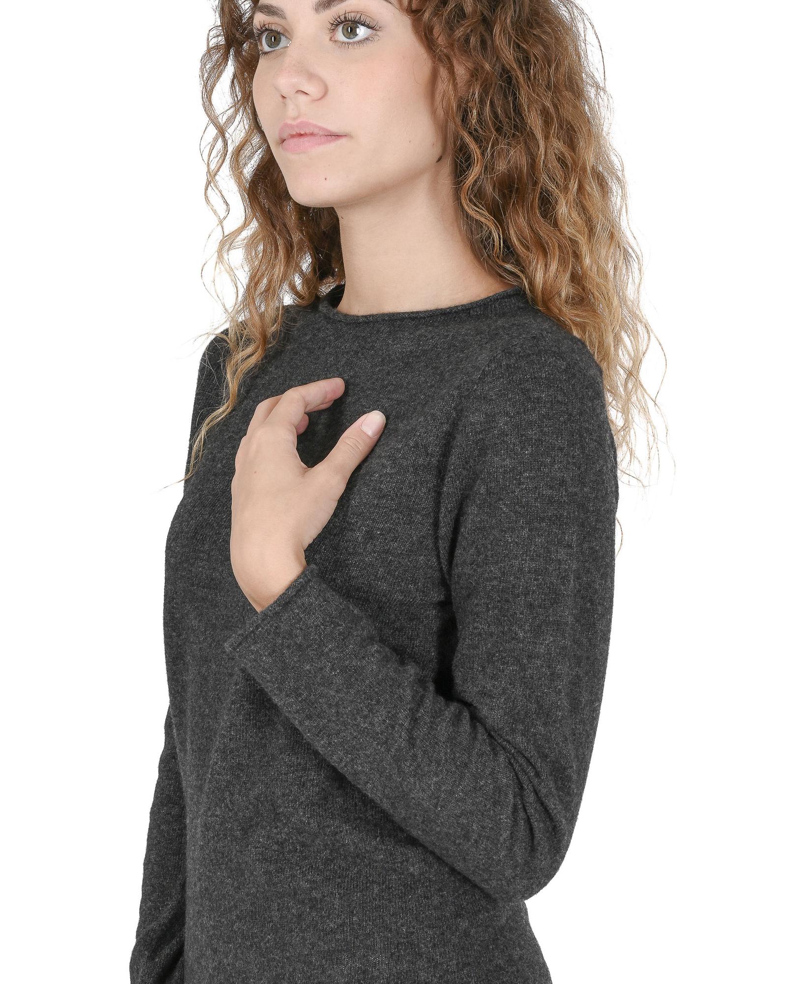 Crown of Edinburgh Cashmere Women's Premium Cashmere Boatneck Sweater in Grigio Ferro - L