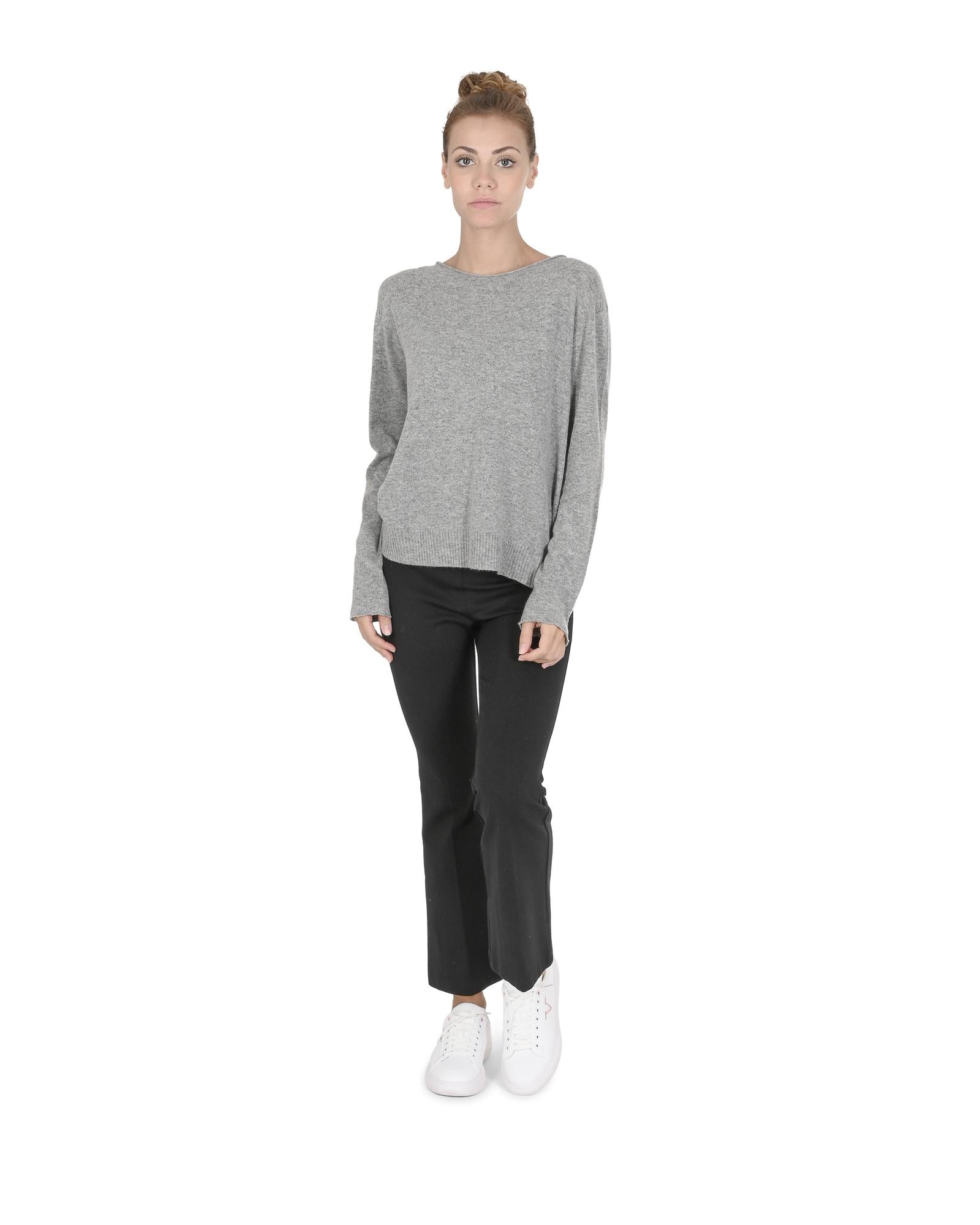 Crown of Edinburgh Cashmere Women's Cashmere Boatneck Sweater for Women in Grigio Peltro - M