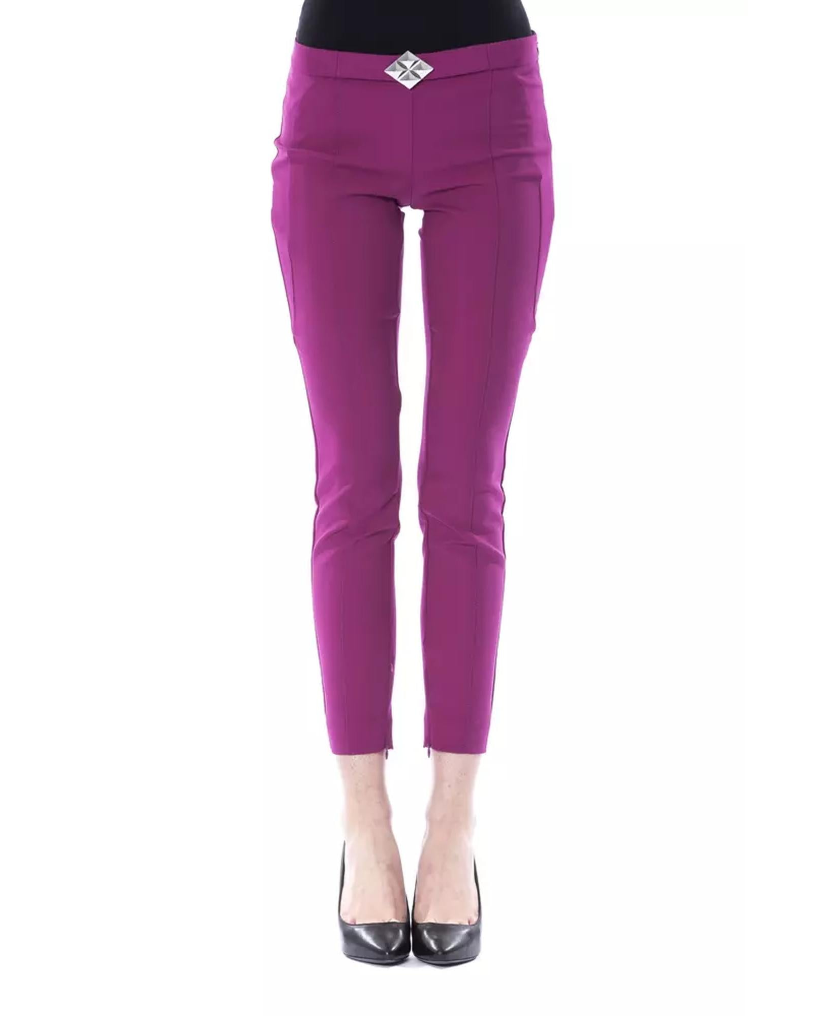 Lateral Closure Skinny Pants with Frontal Application 44 IT Women