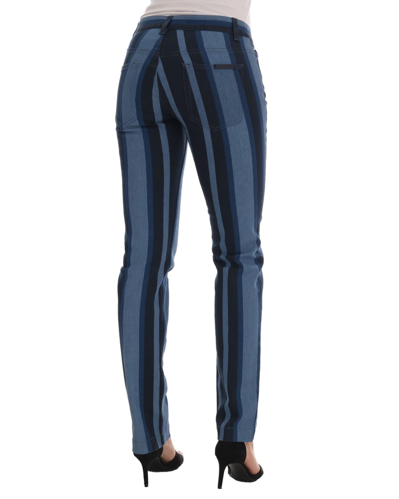 Blue Striped Cotton Stretch Denim Jeans - Dolce & Gabbana 40 IT Women