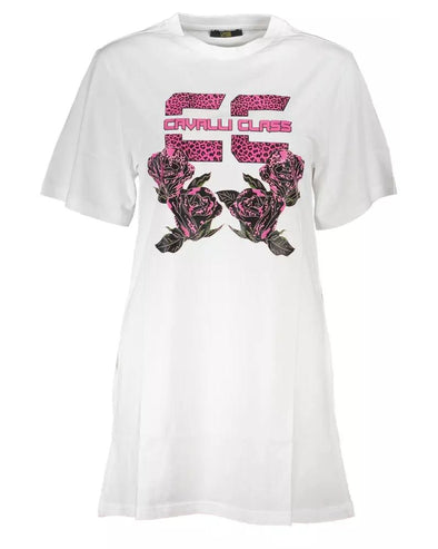 Cavalli Class Women's White Cotton Dress - 2XL