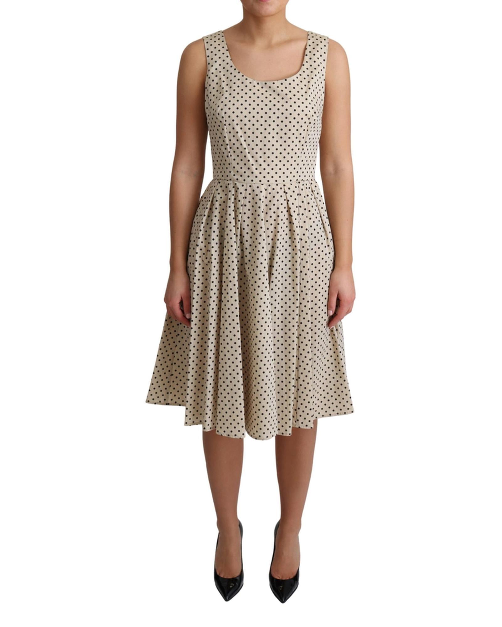 Sleeveless A-line Dress with Polka Dot Pattern 42 IT Women