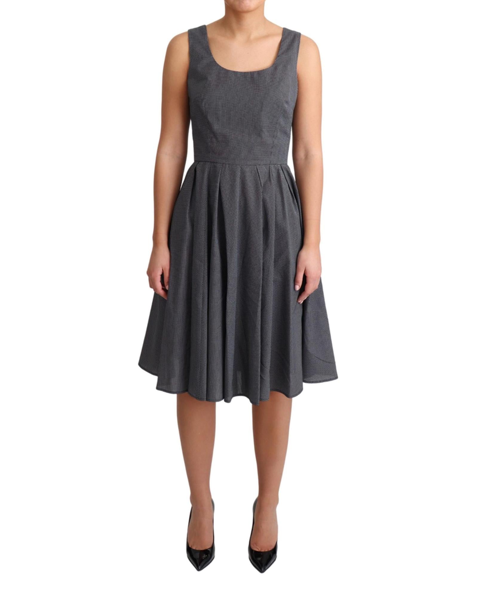 Sleeveless A-line Dress with Polka Dot Pattern 44 IT Women