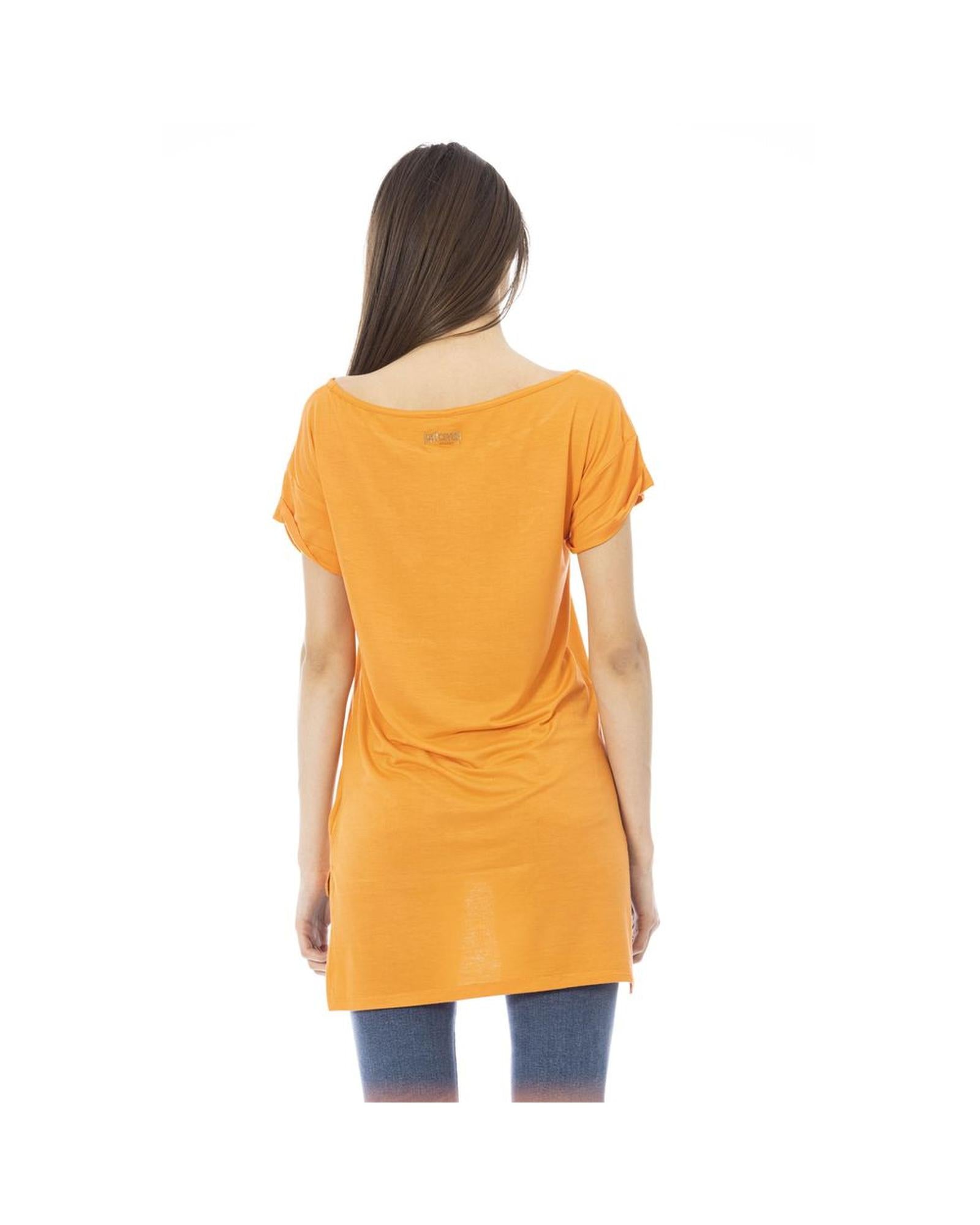 Just Cavalli Women's Orange Cotton Tops & T-Shirt - M