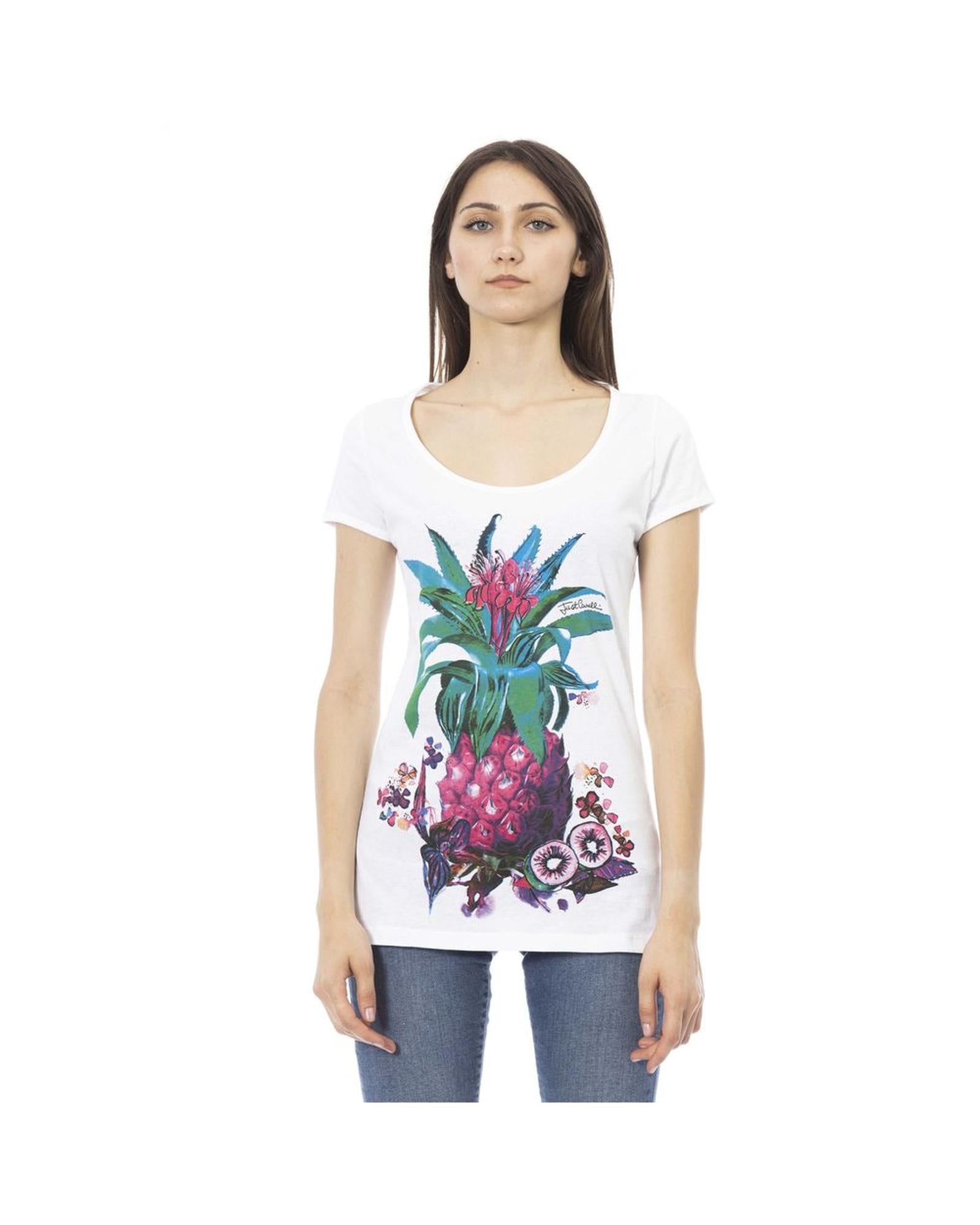 Just Cavalli Women's White Cotton Tops & T-Shirt - L