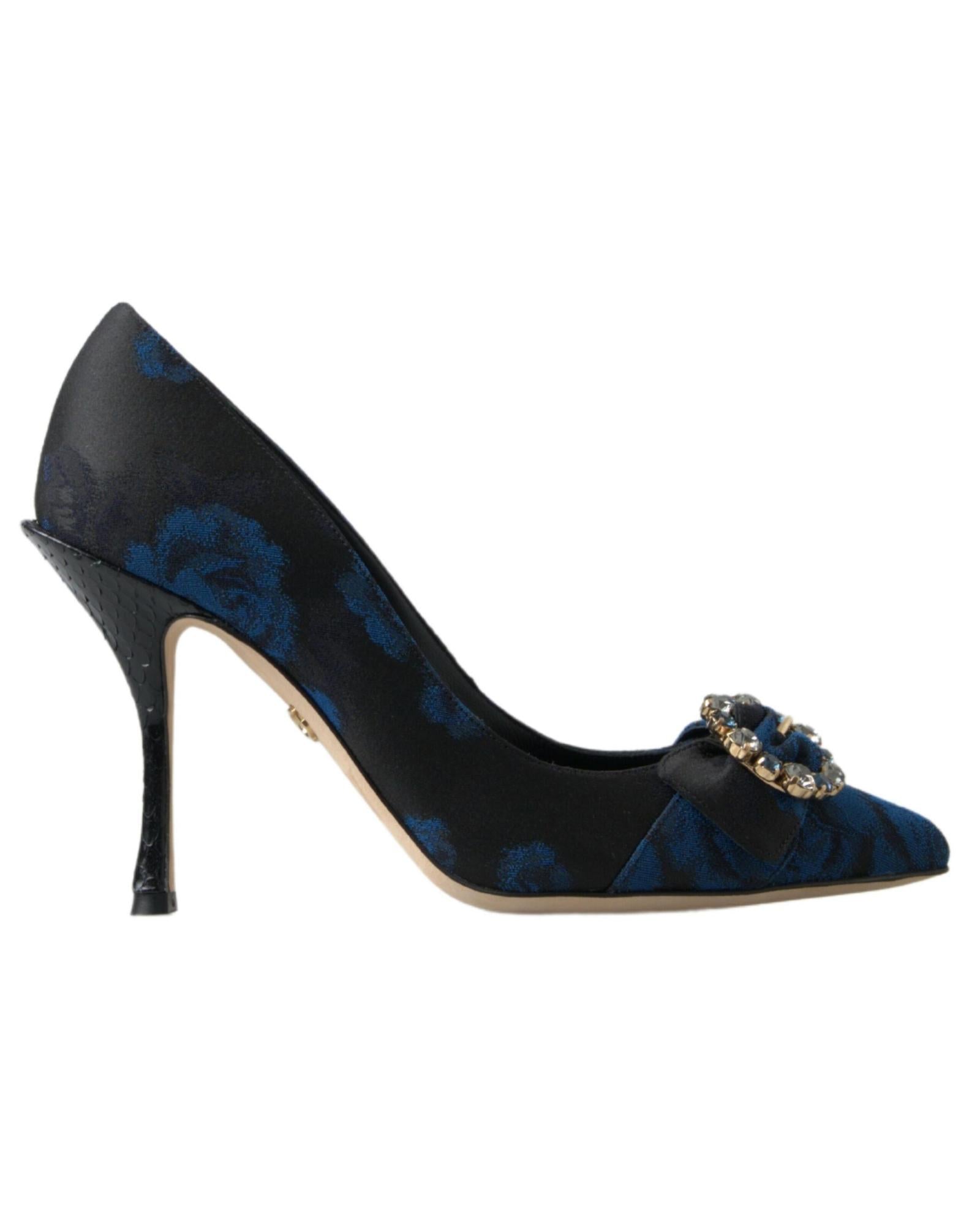 Dolce & Gabbana Women's Blue Floral Ayers Crystal Pumps Shoes - 36 EU