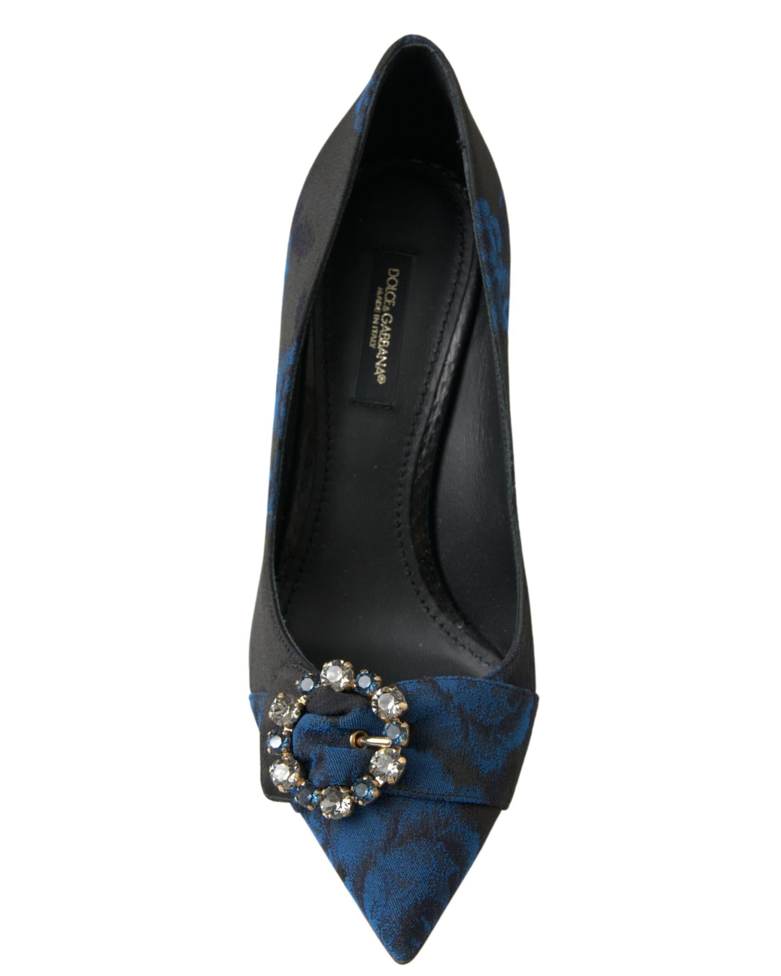 Dolce & Gabbana Women's Blue Floral Ayers Crystal Pumps Shoes - 37.5 EU