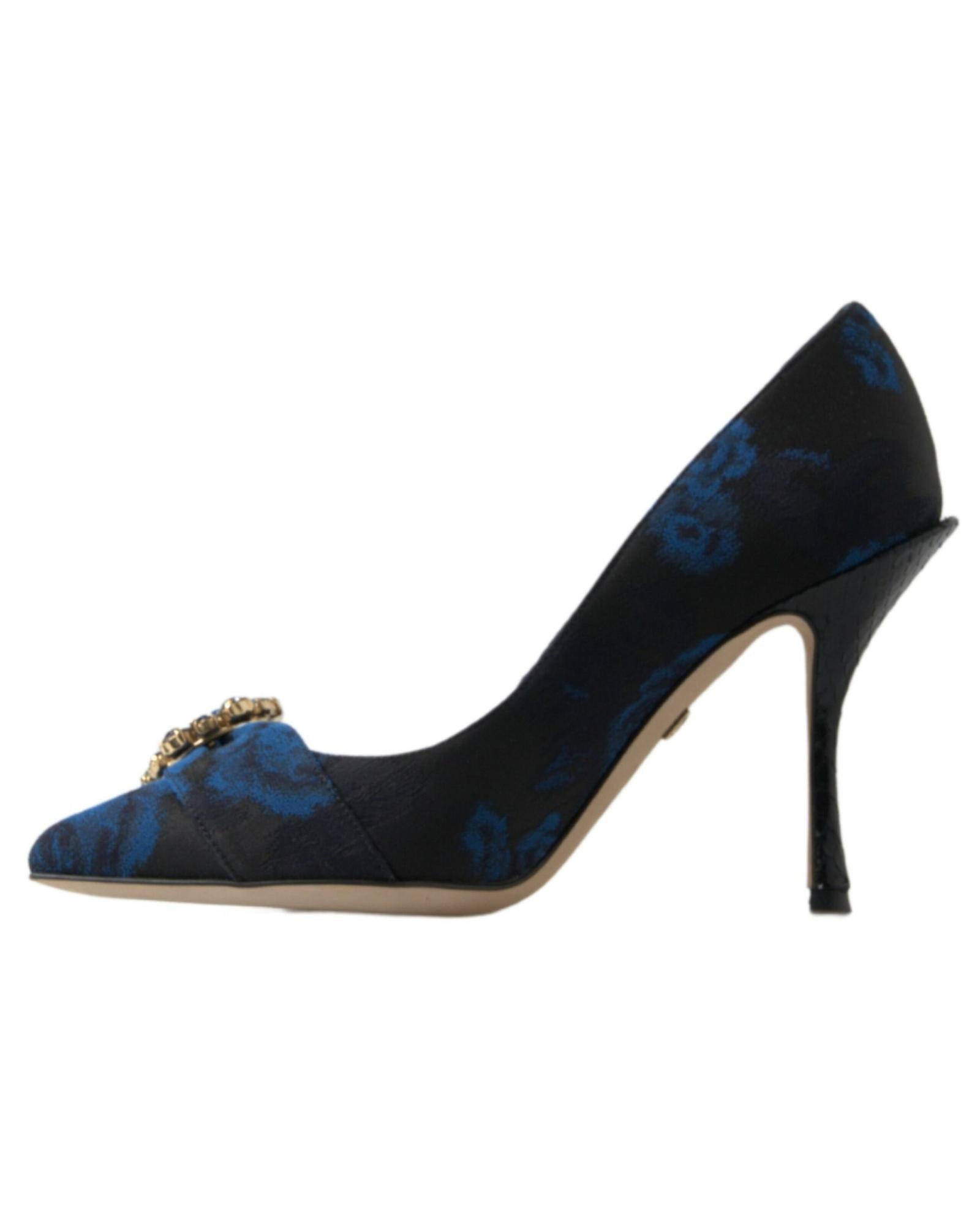 Dolce & Gabbana Women's Blue Floral Ayers Crystal Pumps Shoes - 38 EU