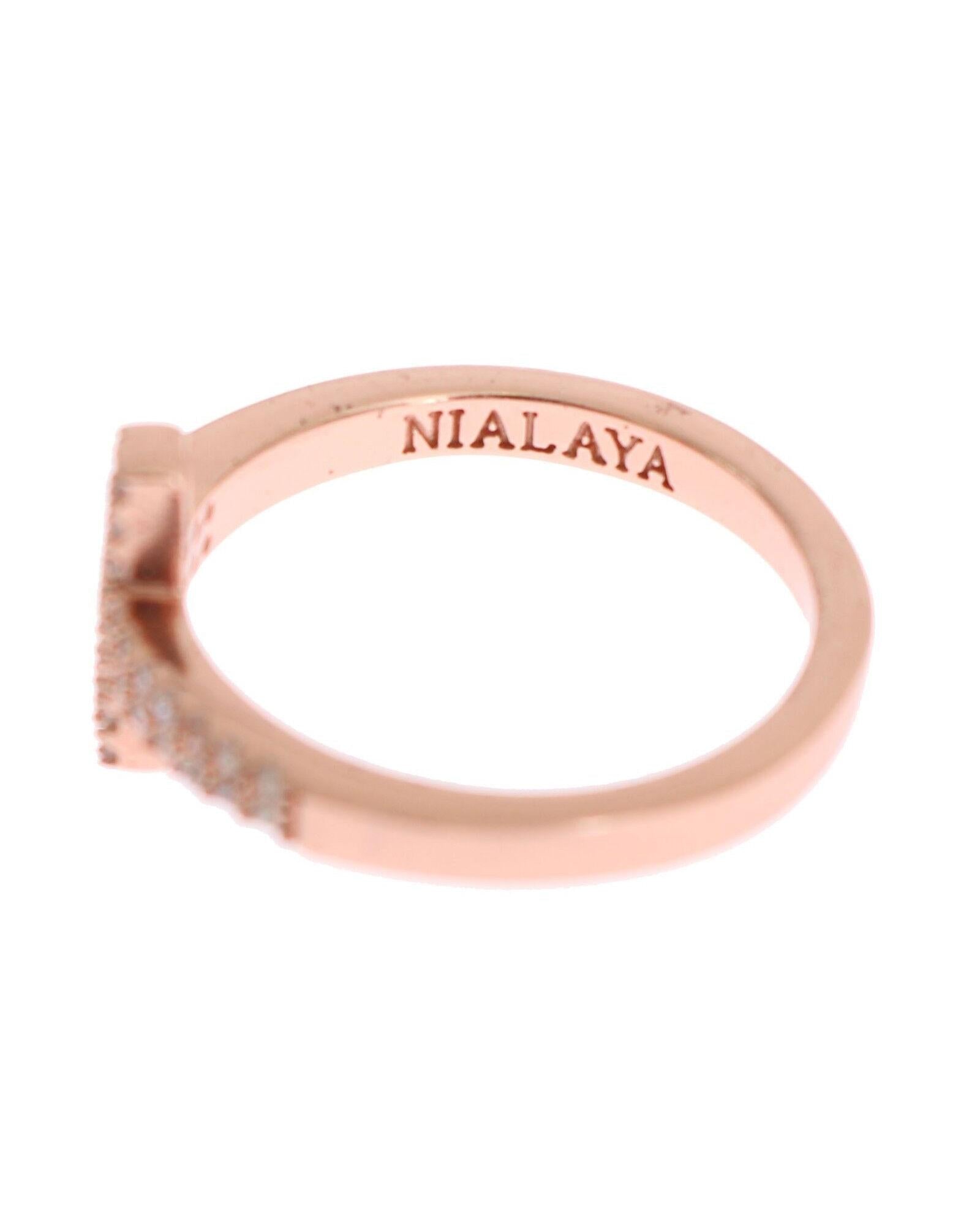 Authentic NIALAYA Pink Gold Plated Silver Ring 56 EU Women