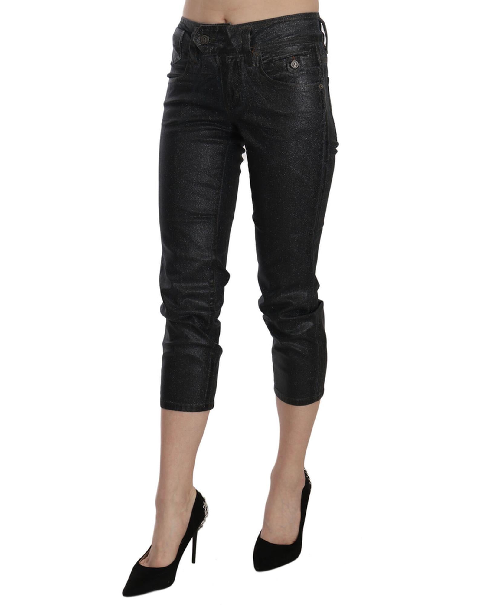 New GALLIANO Mid Waist Slim Leg Cropped Jeans W24 US Women