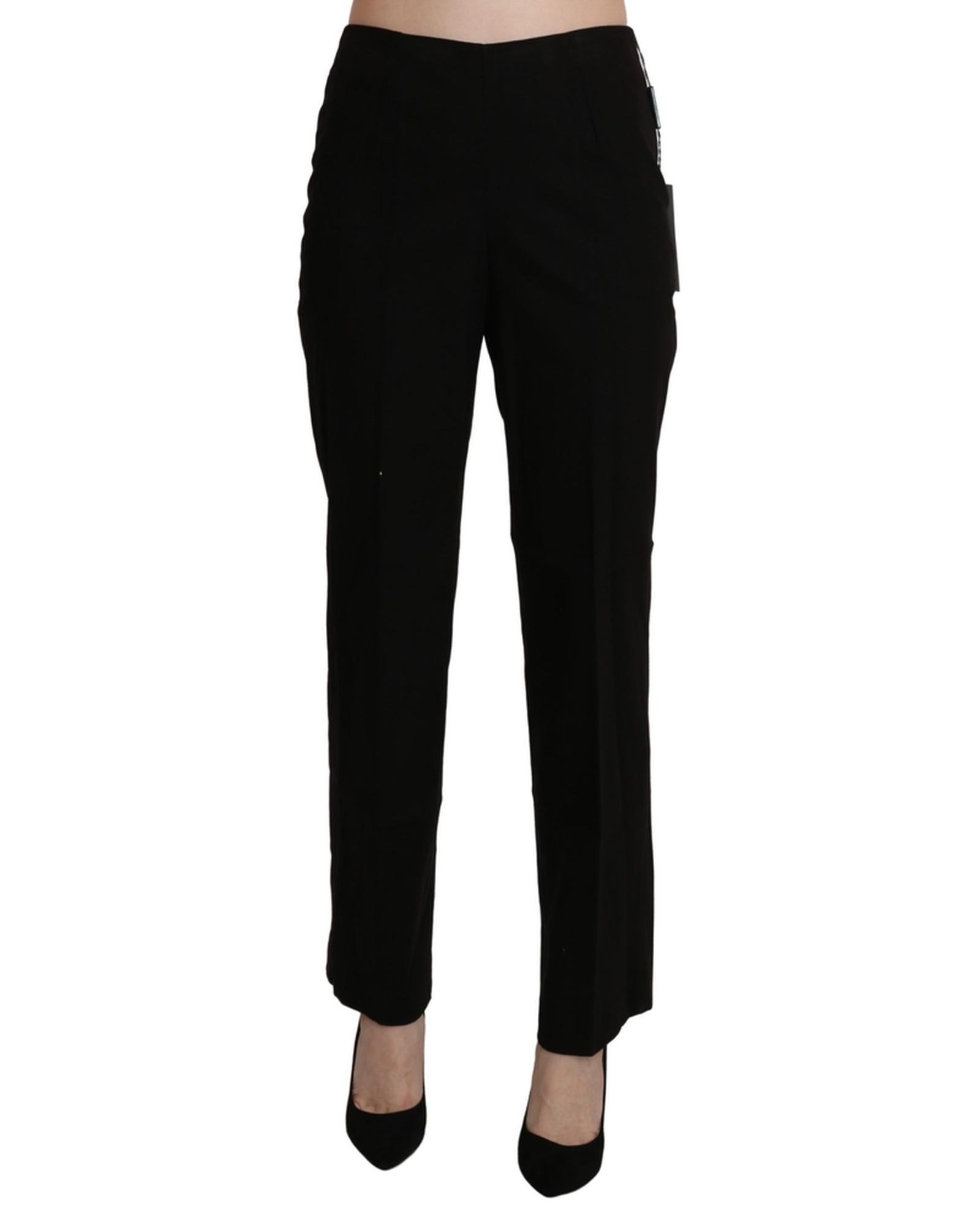 Black High Waist Straight Pants 44 IT Women