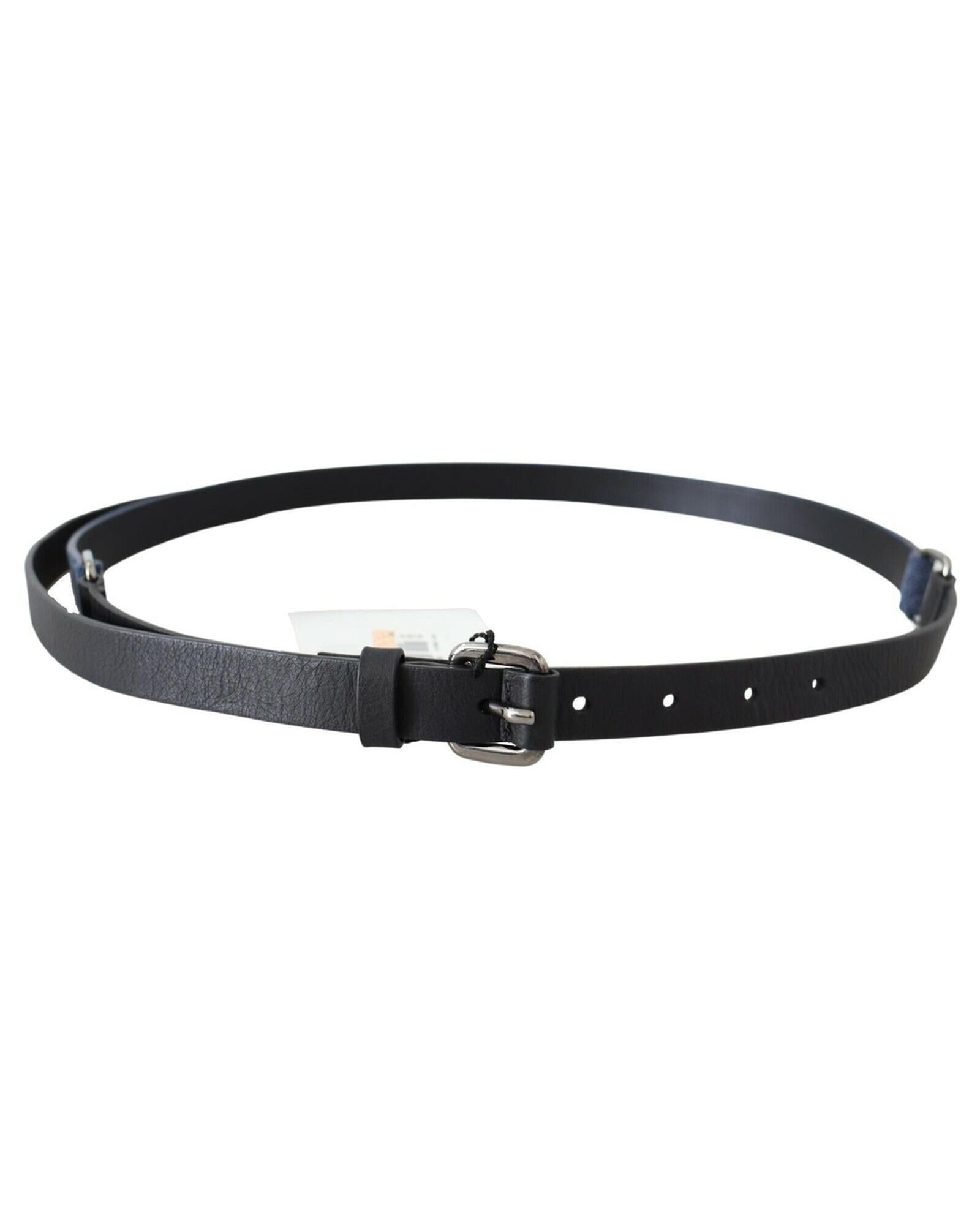 Classic Black Leather Belt with Buckle Fastening by CNC Costume National 85 cm Women