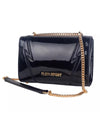 Logo Chain Shoulder Bag with Magnetic Opening and Patent Leather Effect One Size Women