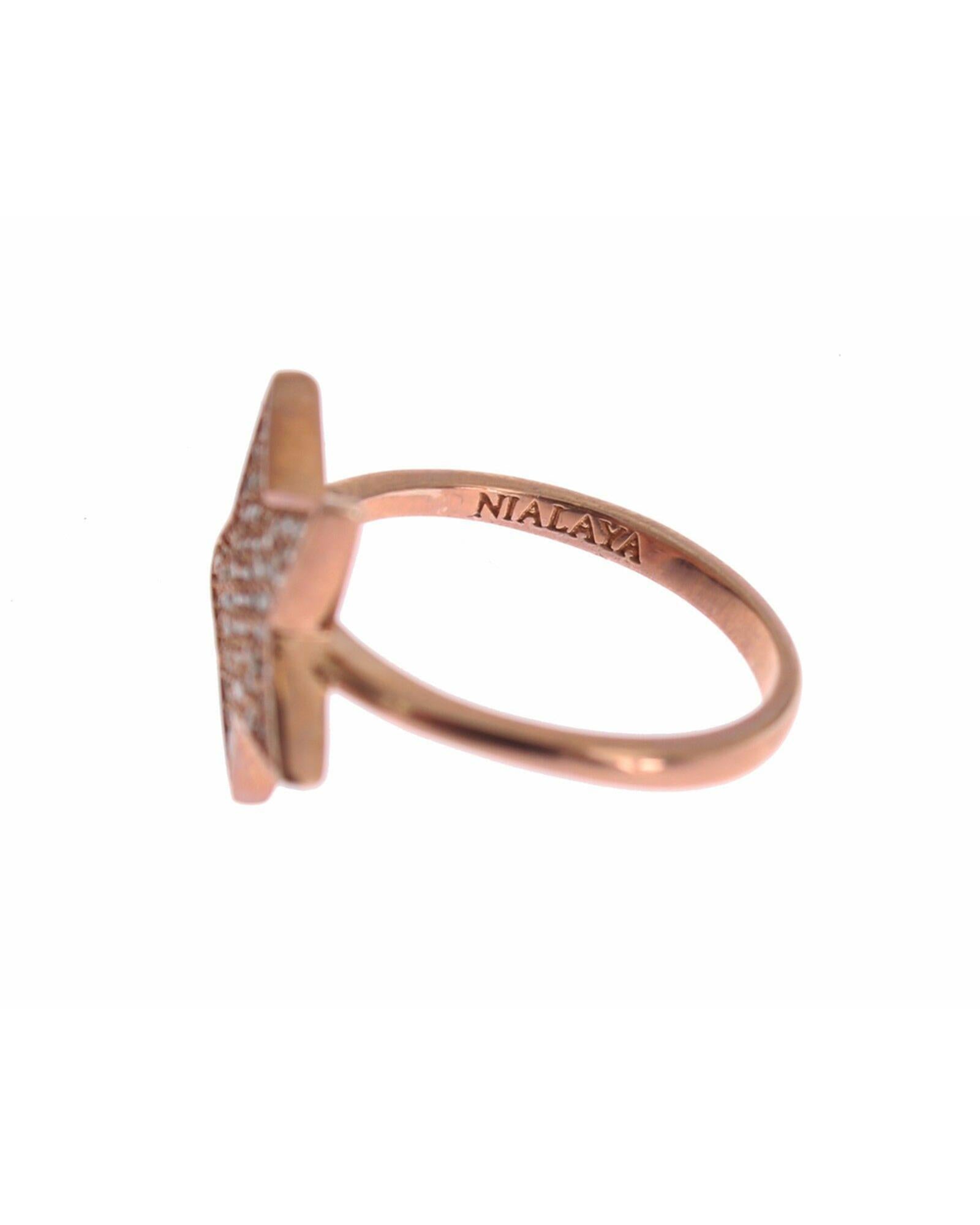 Authentic NIALAYA Pink Gold Plated Sterling Silver Ring 54 EU Women