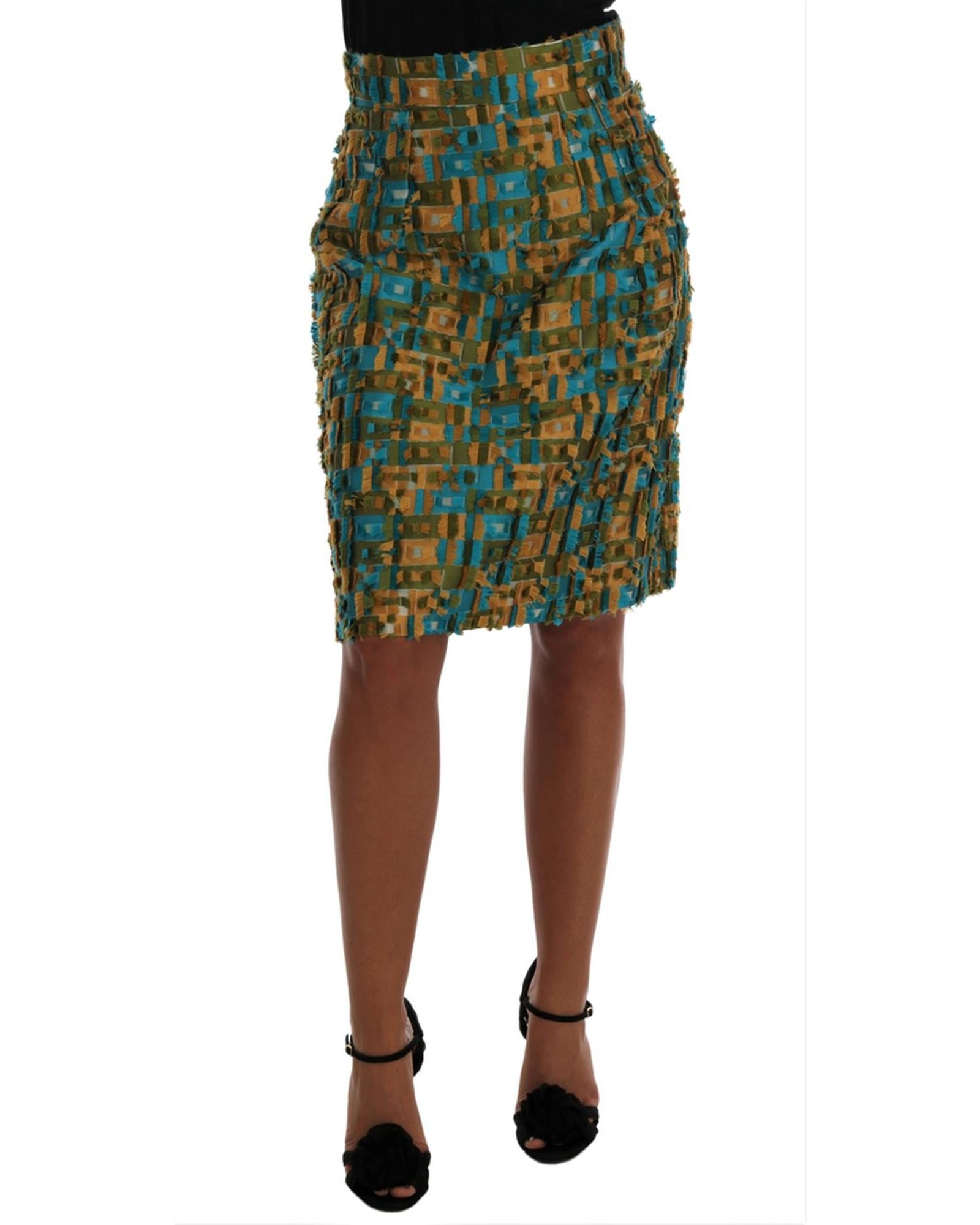 Dolce & Gabbana Green Jacquard High Waist Pencil Skirt 38 IT Women