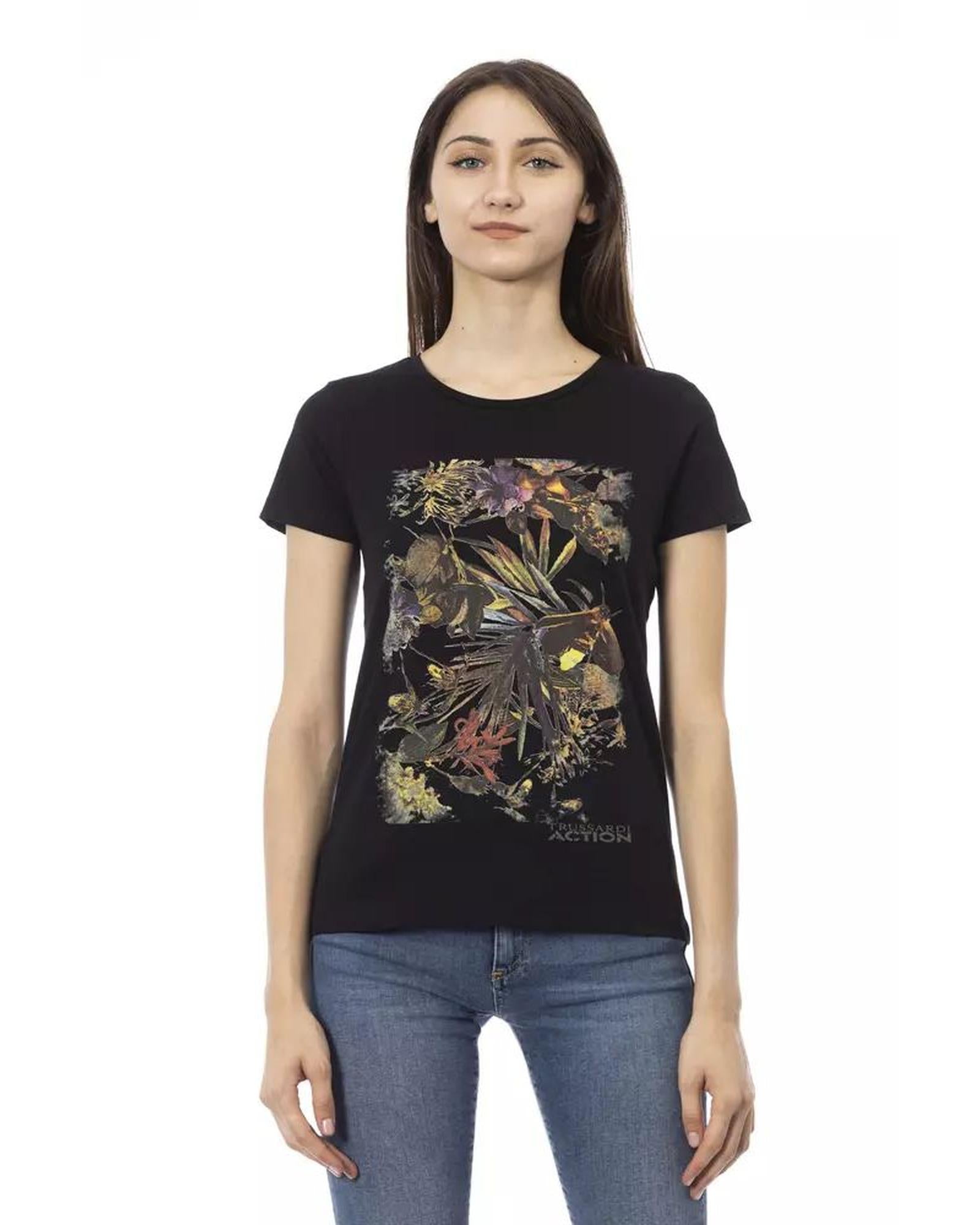 Trussardi Action Women's Black Cotton Tops & T-Shirt - M