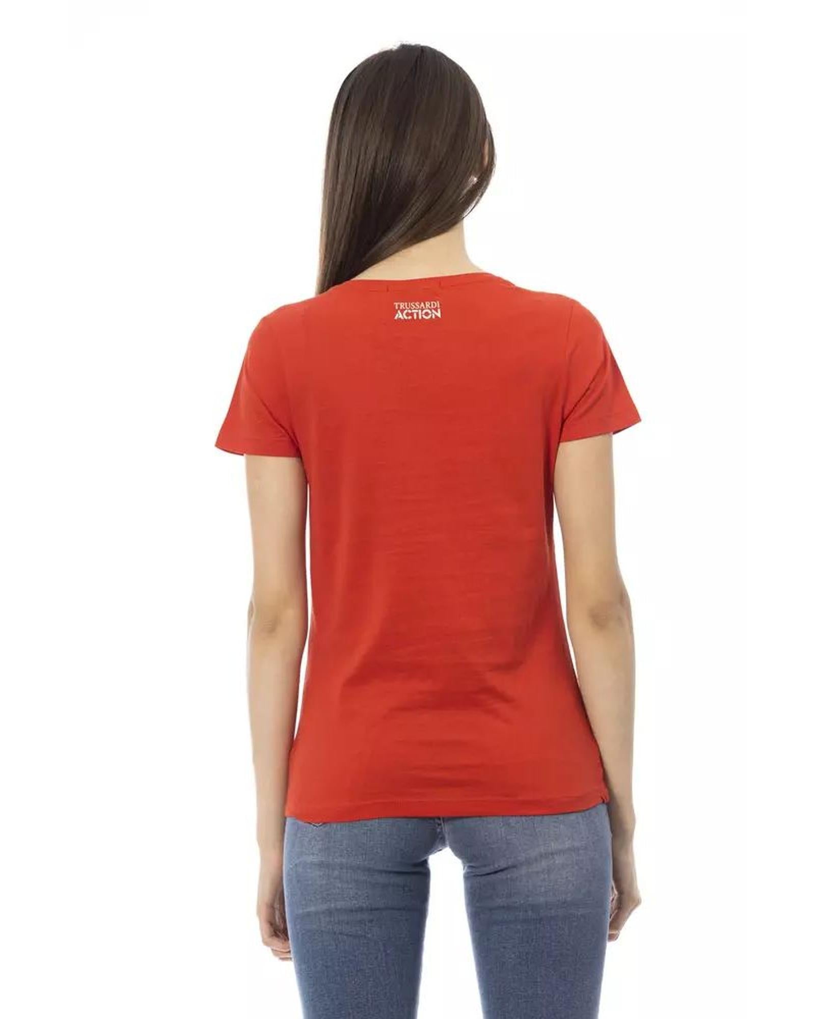 Trussardi Action Women's Red Cotton Tops & T-Shirt - L