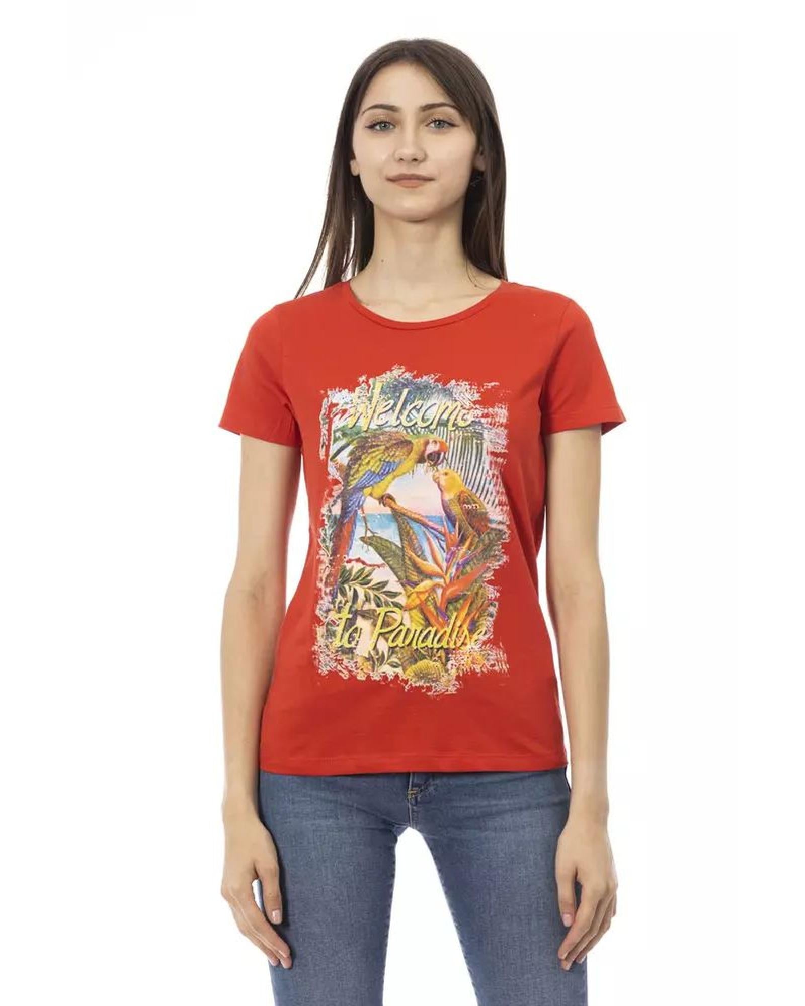 Trussardi Action Women's Red Cotton Tops & T-Shirt - 2XL