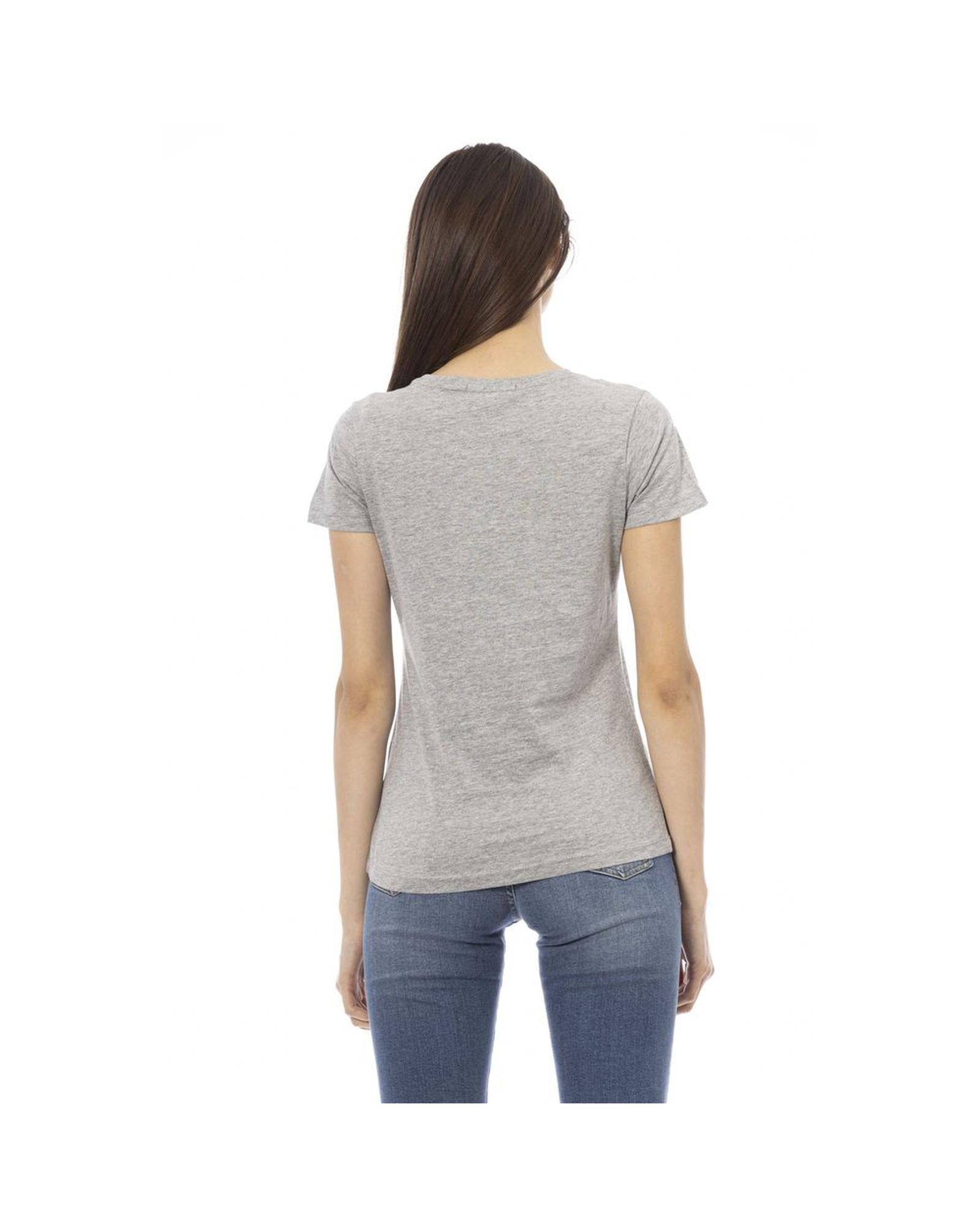 Trussardi Action Women's Elegant Gray Cotton-Blend Tee with Chic Print - XL