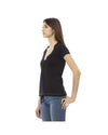 Trussardi Action Women's Chic Black Cotton Tee with Unique Front Print - L