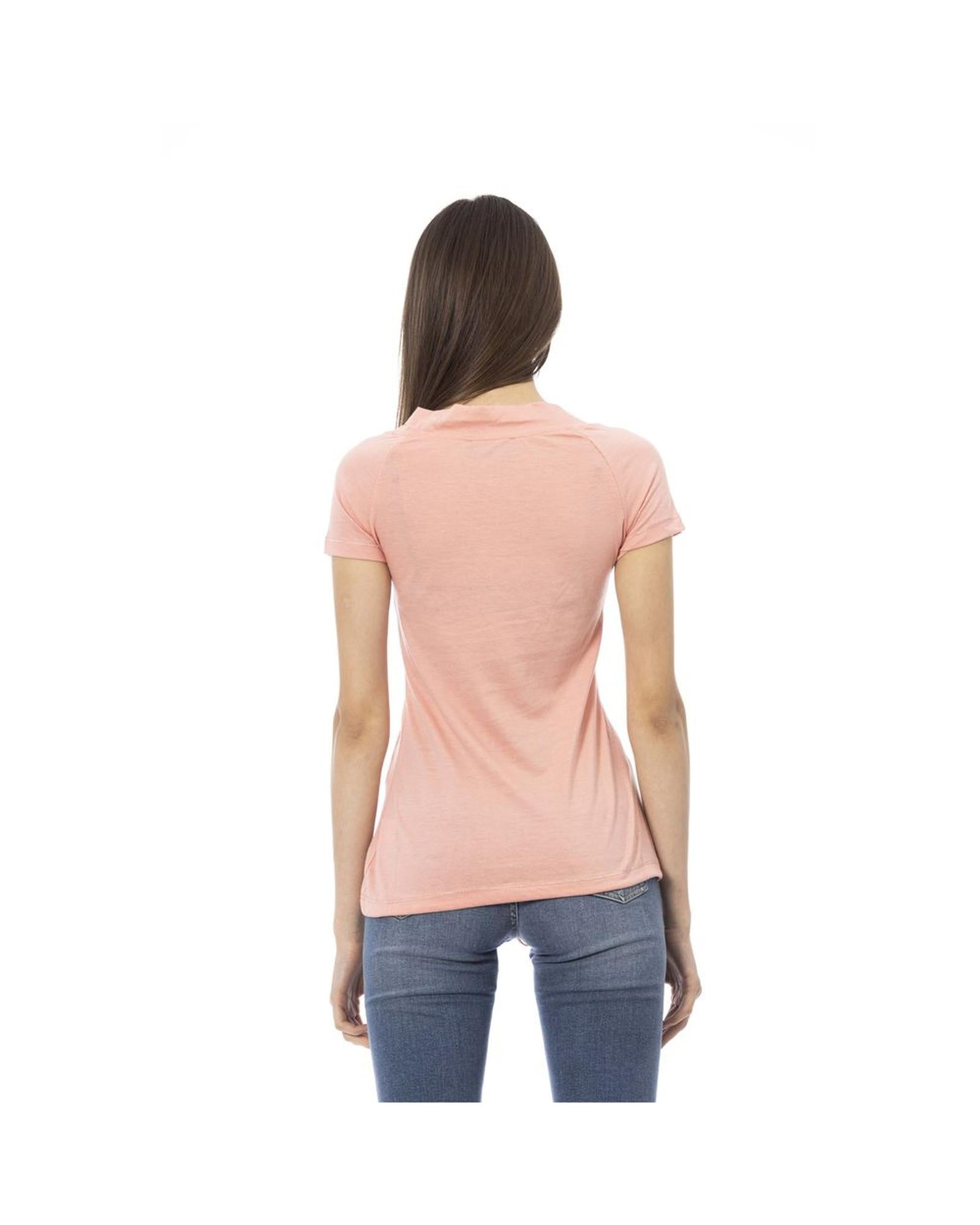 Trussardi Action Women's Elegant Pink Short Sleeve Tee with Chic Print - L