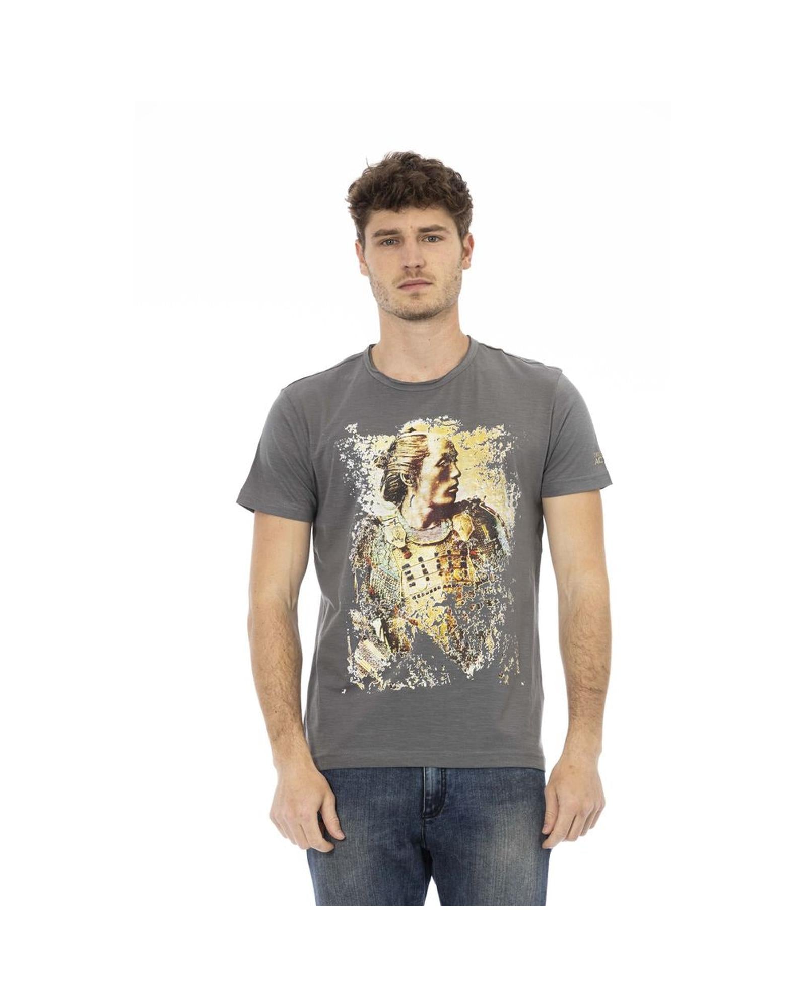 Trussardi Action Men's Chic Gray Cotton Tee with Statet Print - 2XL